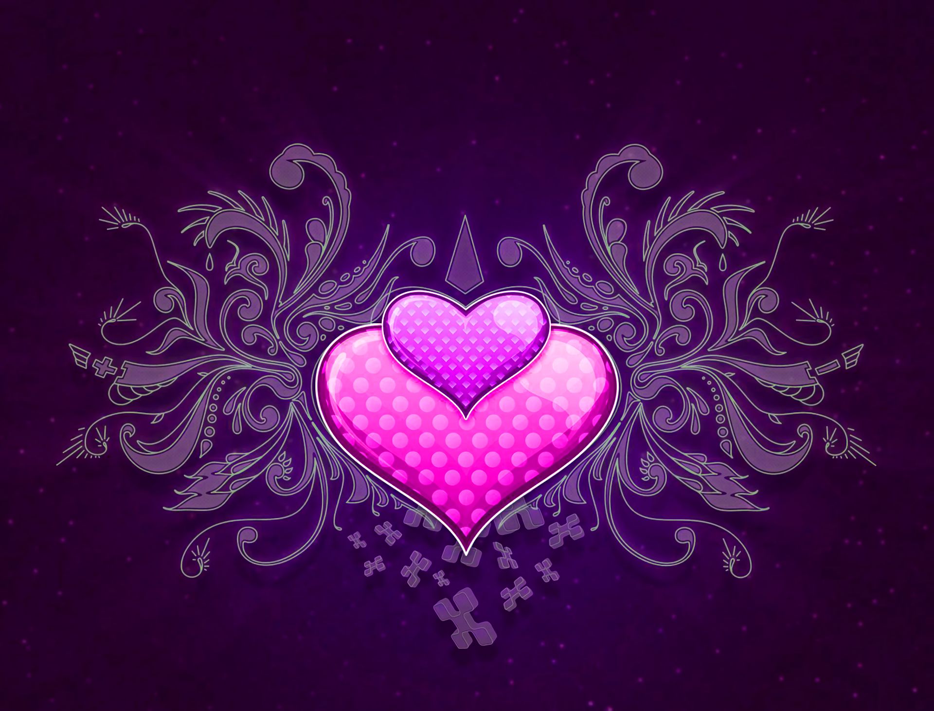 無料モバイル壁紙ピンク, 紫の, 芸術的, 心臓, デザインをダウンロードします。