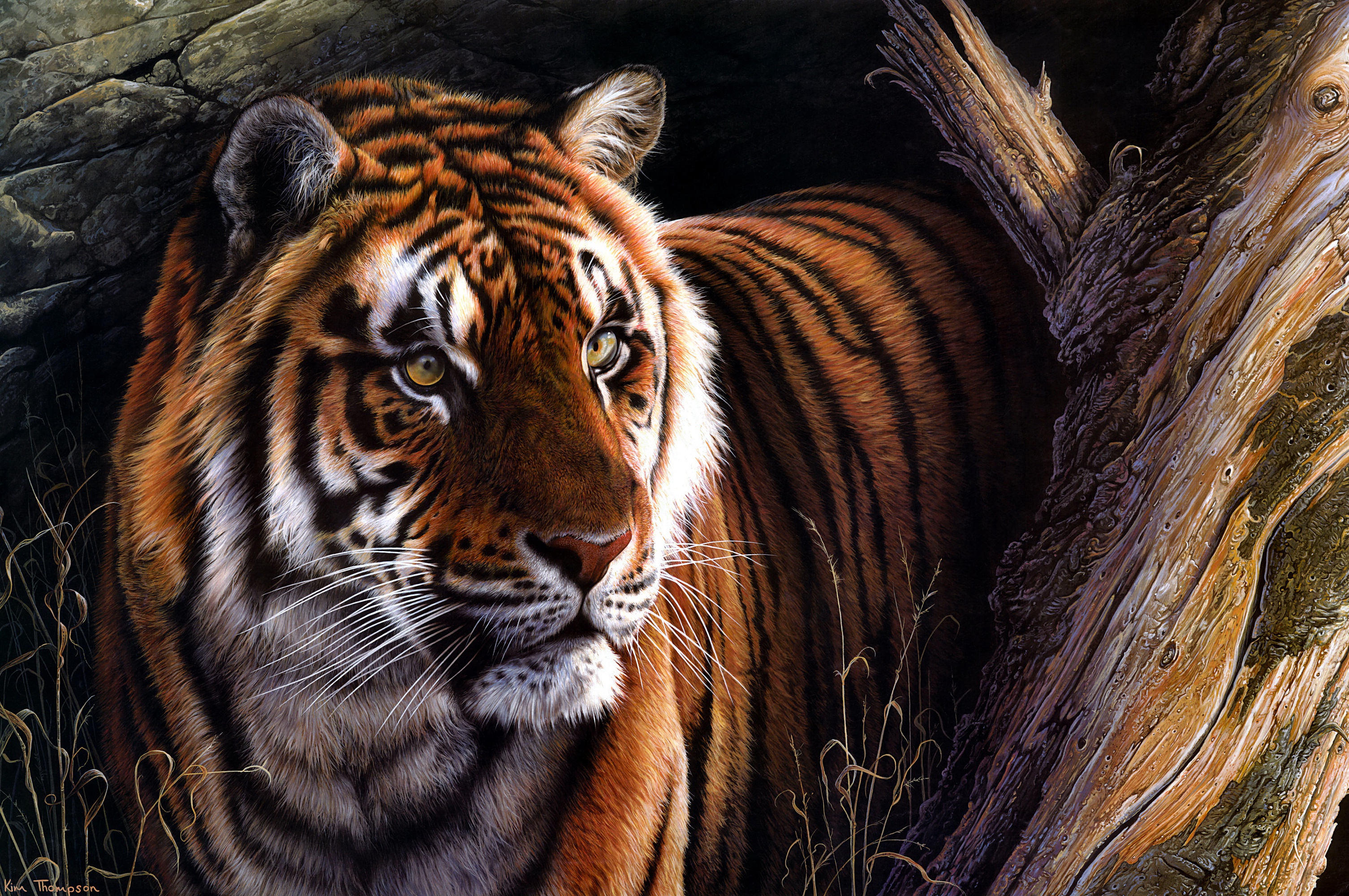 Descarga gratuita de fondo de pantalla para móvil de Animales, Gatos, Pintura, Tigre.