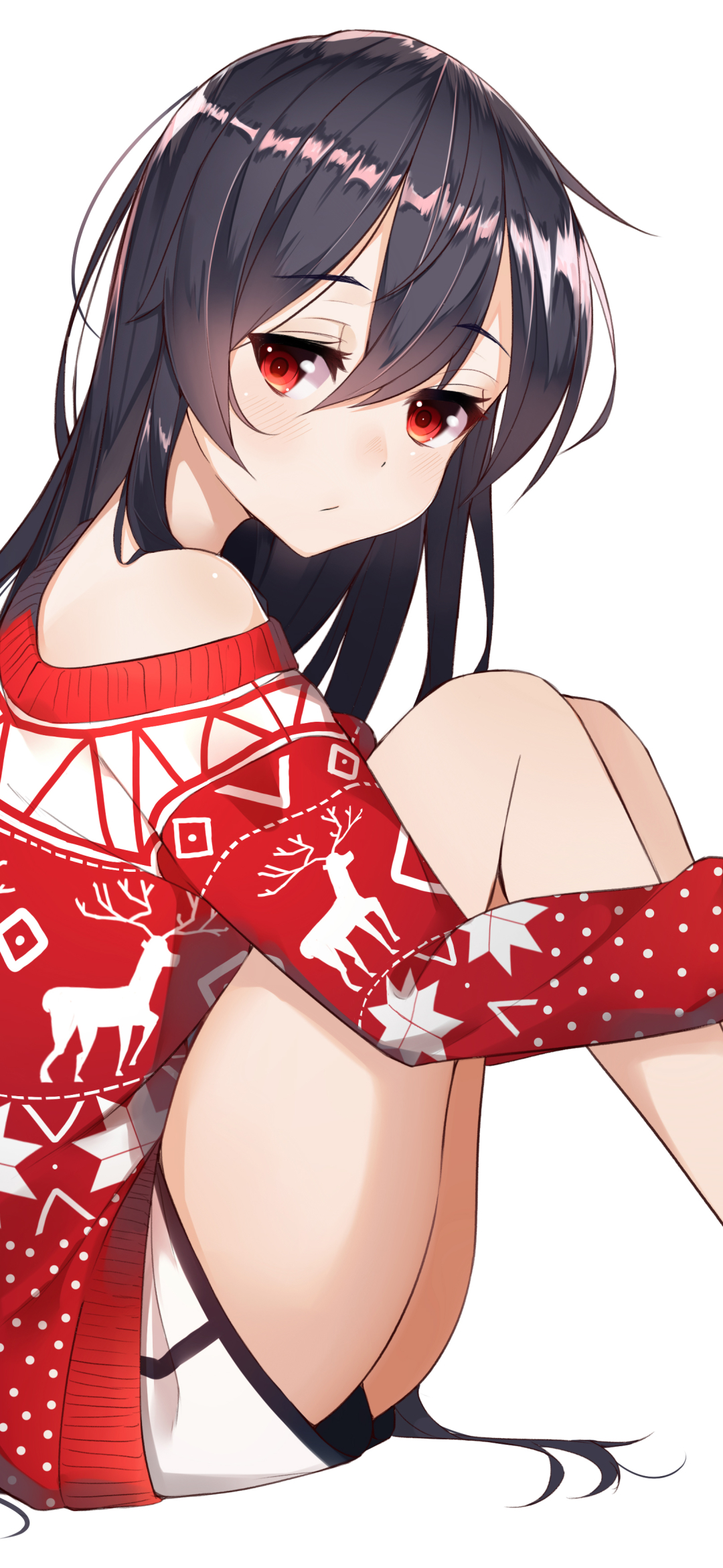 Download mobile wallpaper Anime, Original, Red Eyes, Black Hair, Long Hair for free.