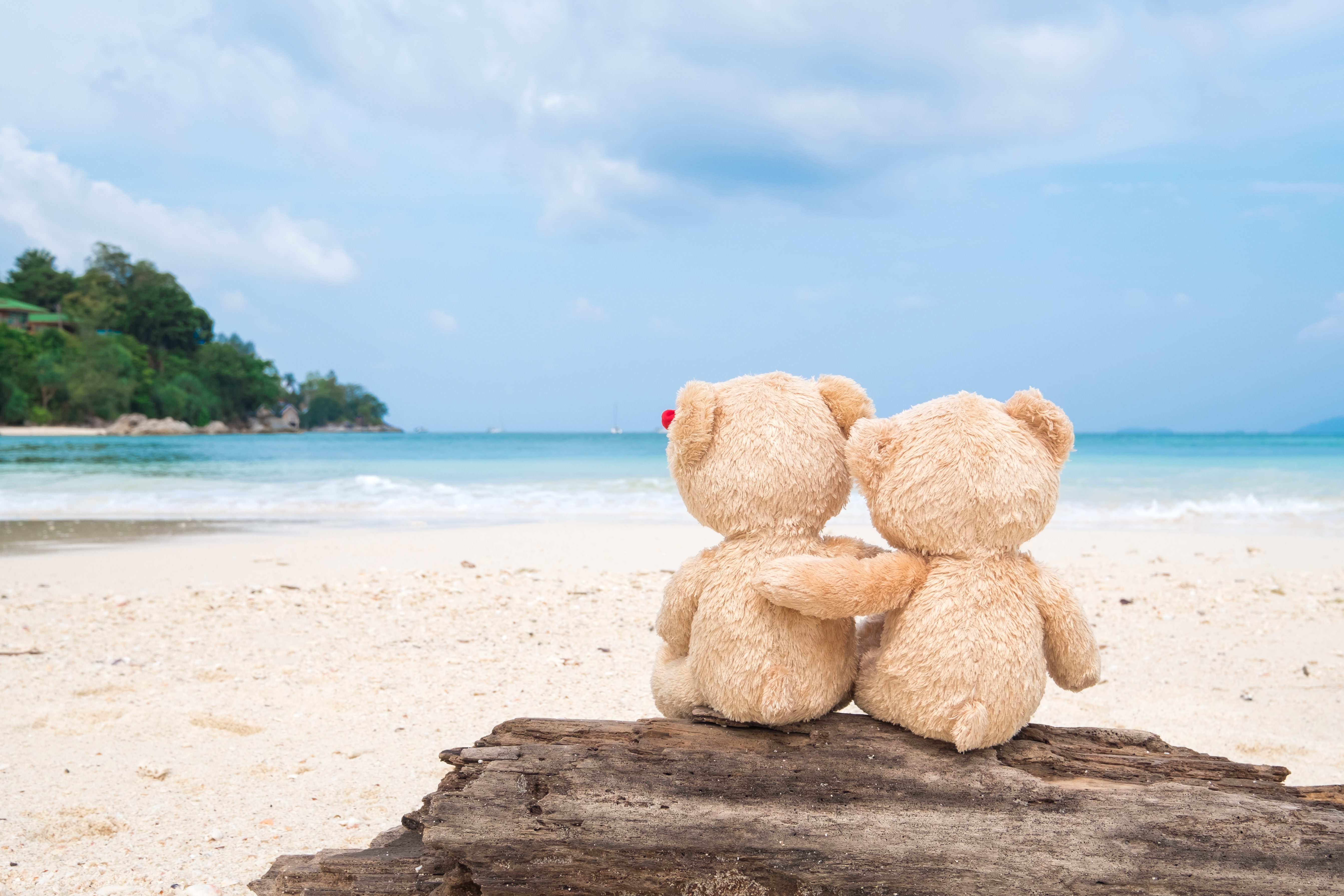 Download mobile wallpaper Beach, Love, Teddy Bear, Man Made, Stuffed Animal for free.