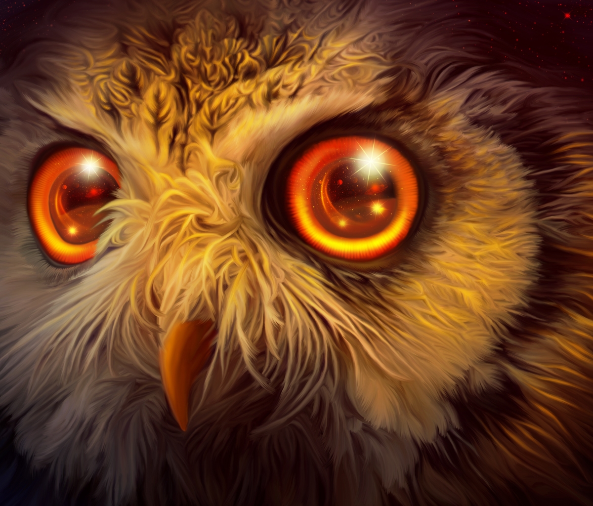 Download mobile wallpaper Fantasy, Owl, Bird, Orange Eyes, Fantasy Animals for free.