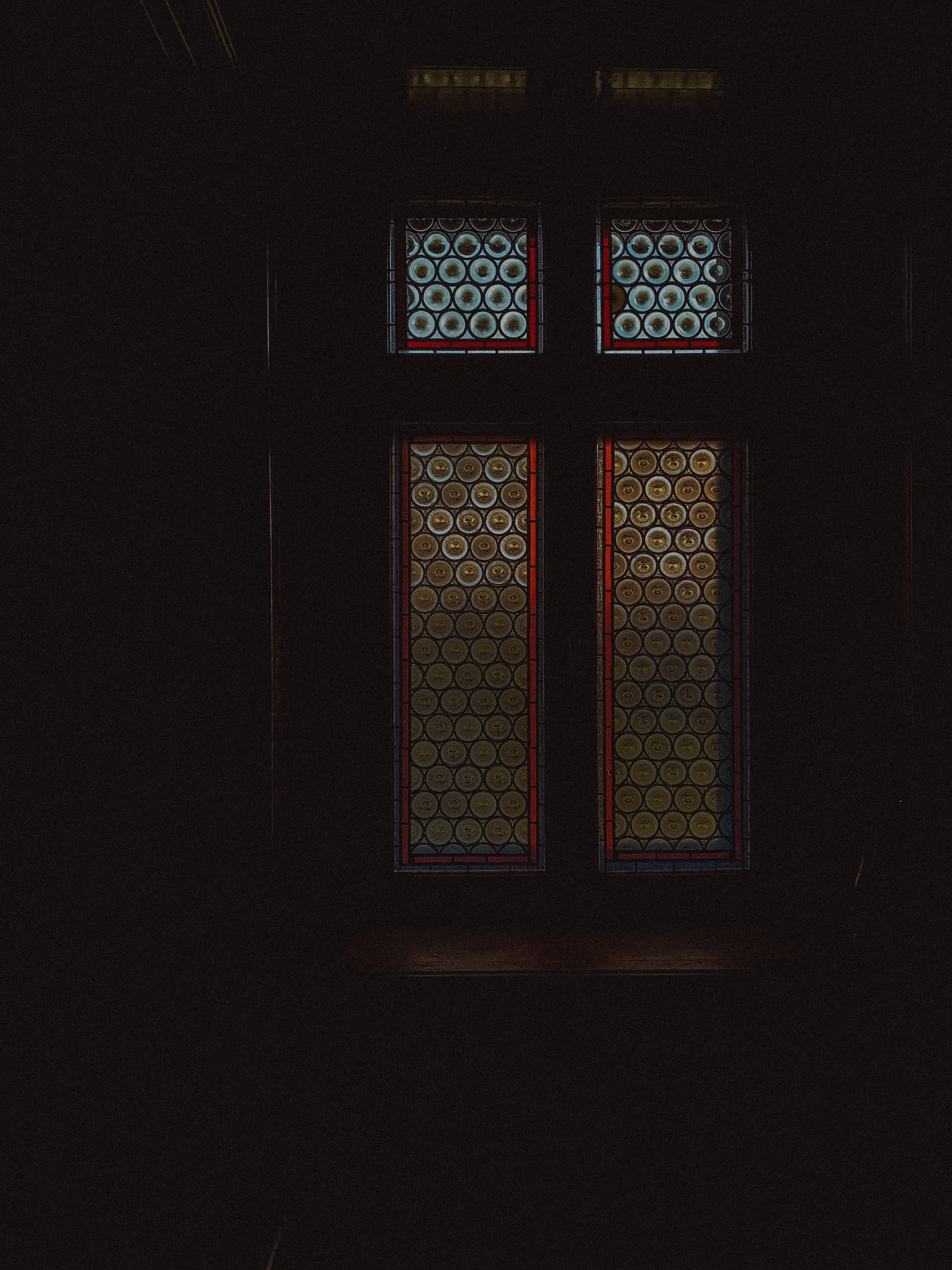 dark, stained glass, glass, window, premises, room, curtain wall