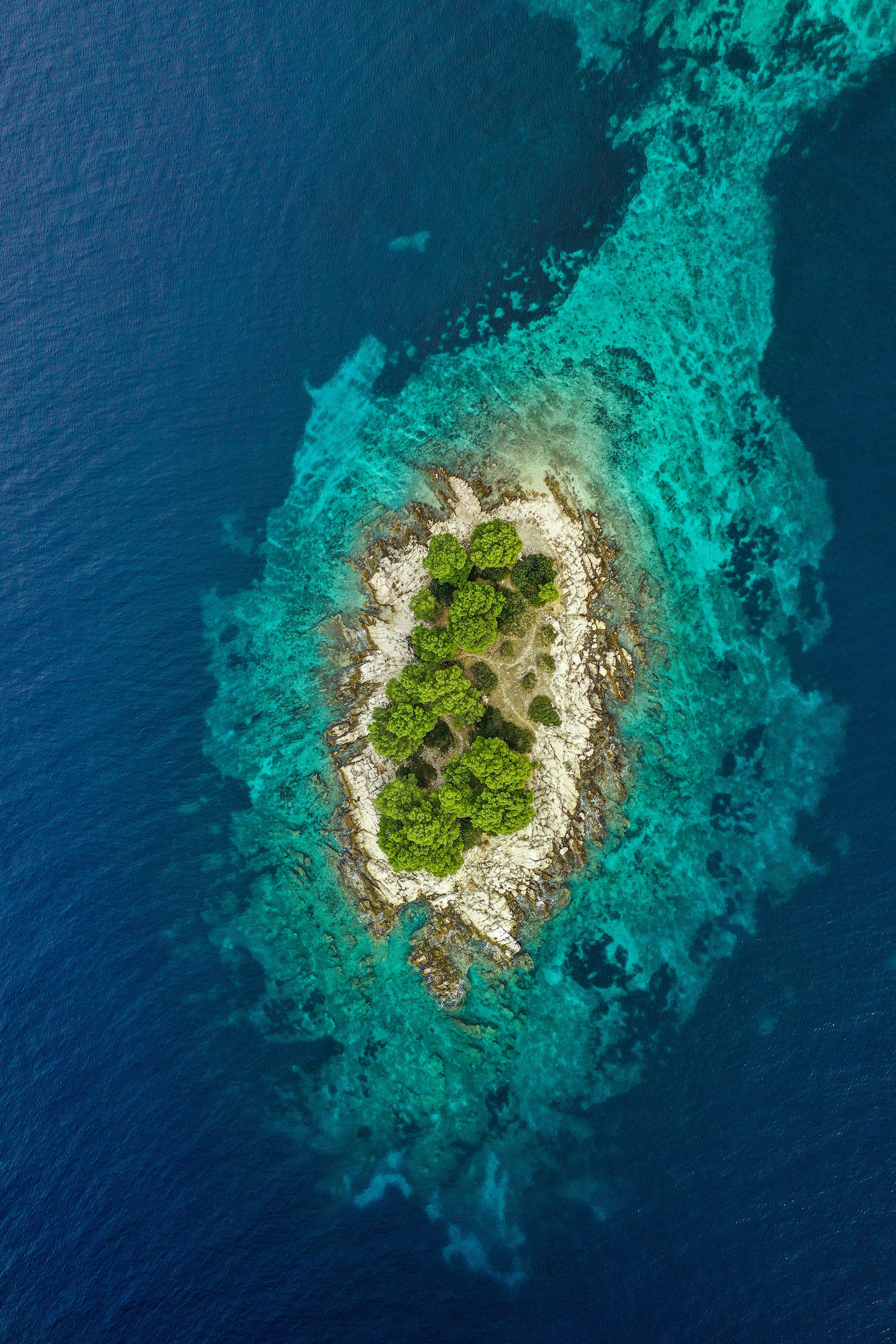 Download mobile wallpaper View From Above, Nature, Trees, Ocean, Water, Island for free.