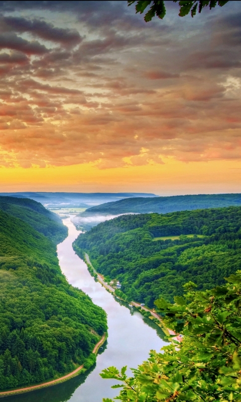 Handy-Wallpaper Natur, Fluss, Deutschland, Sonnenuntergang, Erde/natur kostenlos herunterladen.