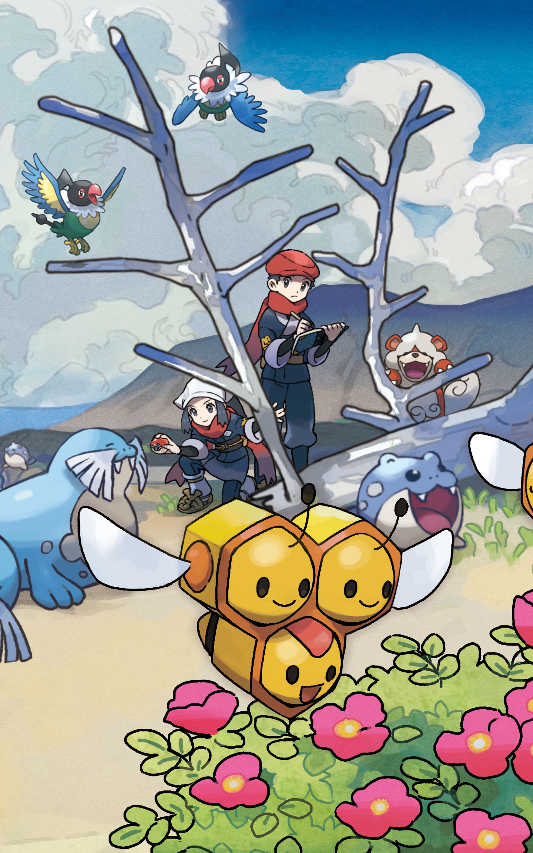 Скачати мобільні шпалери Покемон, Відеогра, Піплап (Покемон), Акарі (Покемон), Рей (Покемон), Pokémon Legends: Arceus безкоштовно.