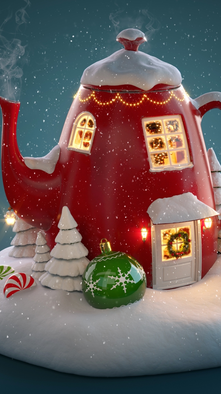 Download mobile wallpaper Christmas, Holiday, Teapot, Kettle for free.