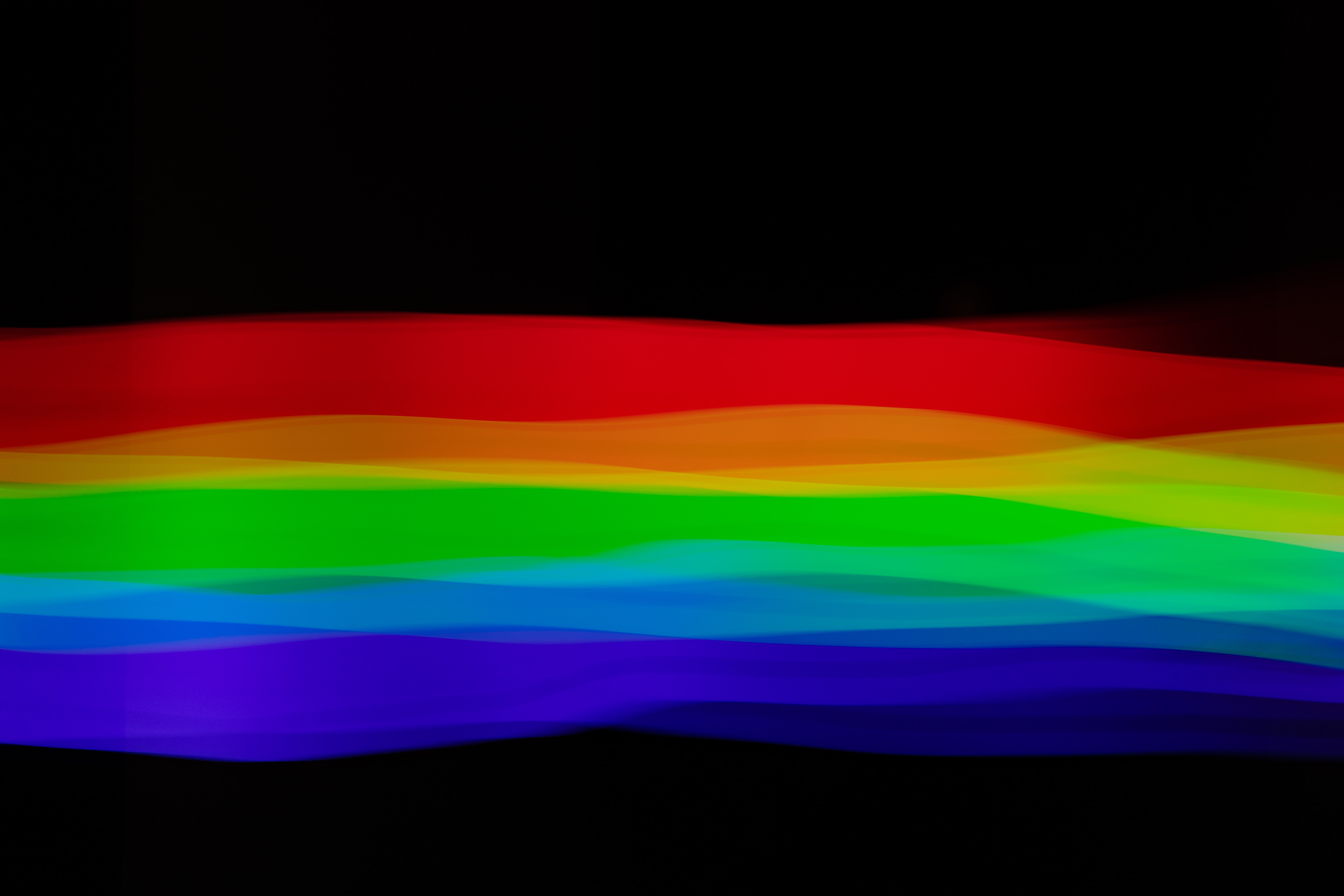 Wallpaper Full HD rainbow, abstract, black, multicolored, motley, lines