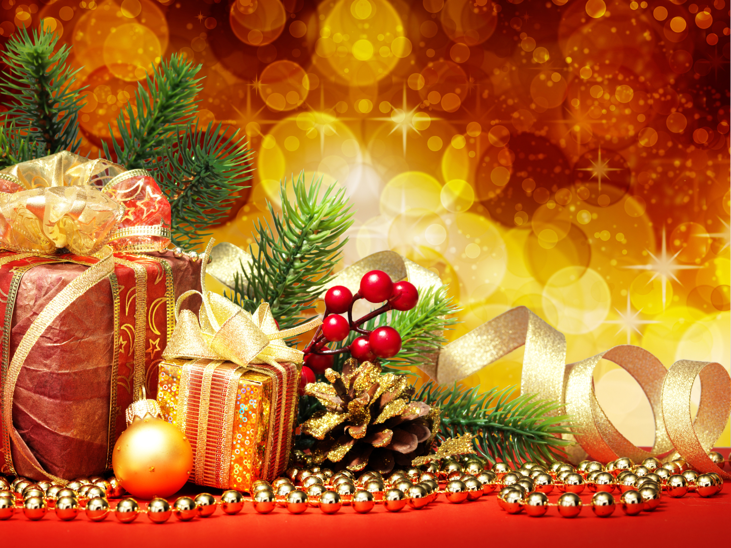 Скачать обои бесплатно Рождество, Подарки, Рождественские Украшения, Праздничные картинка на рабочий стол ПК