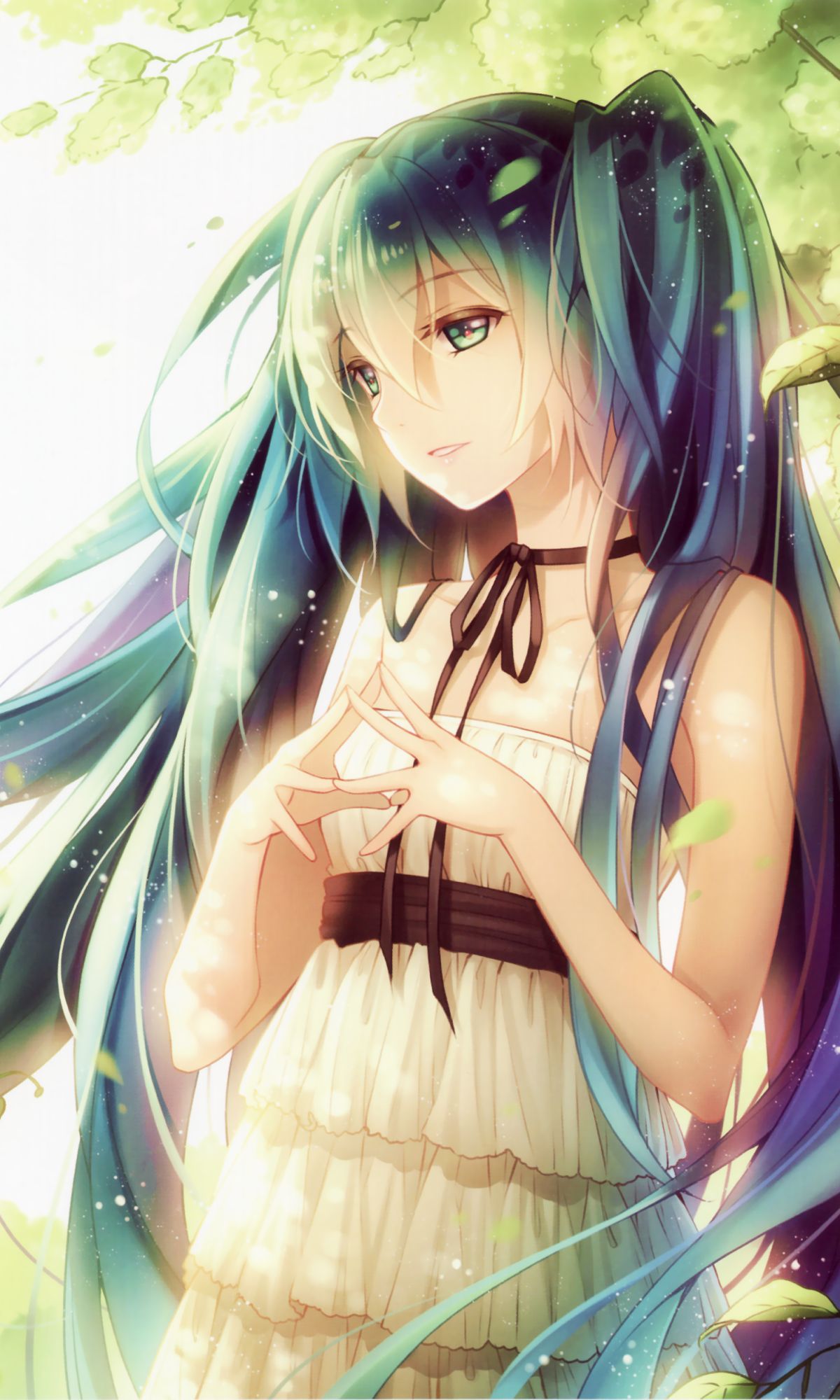 Handy-Wallpaper Vogel, Vocaloid, Blaue Haare, Hatsune Miku, Animes, Lange Haare kostenlos herunterladen.