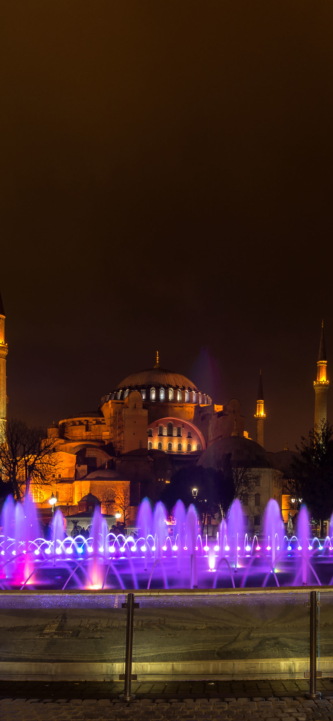 Download mobile wallpaper Night, Fountain, Turkey, Mosque, Istanbul, Religious, Hagia Sophia, Mosques for free.