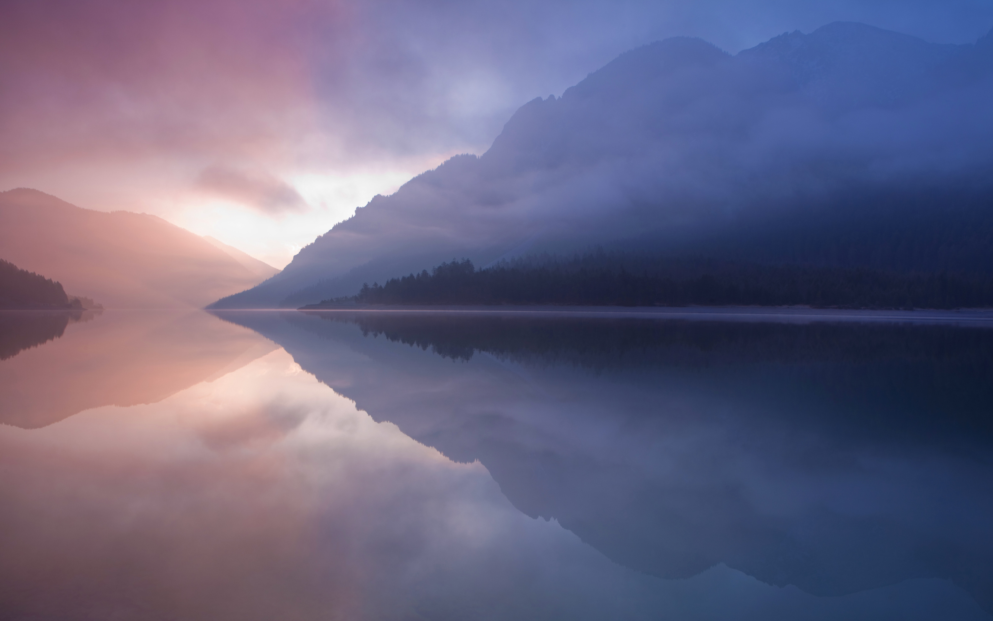 PCデスクトップに日没, 山脈, 湖, 風景画像を無料でダウンロード