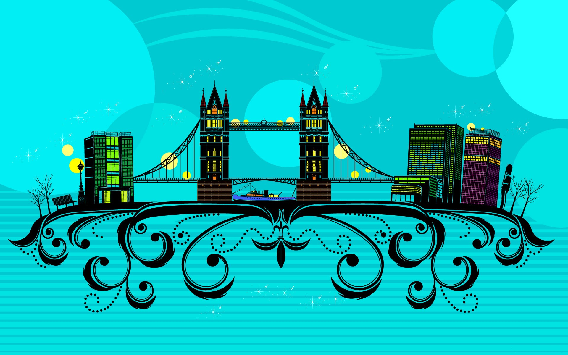 Download mobile wallpaper Abstract, Landscape, London, Vector, Colorful for free.