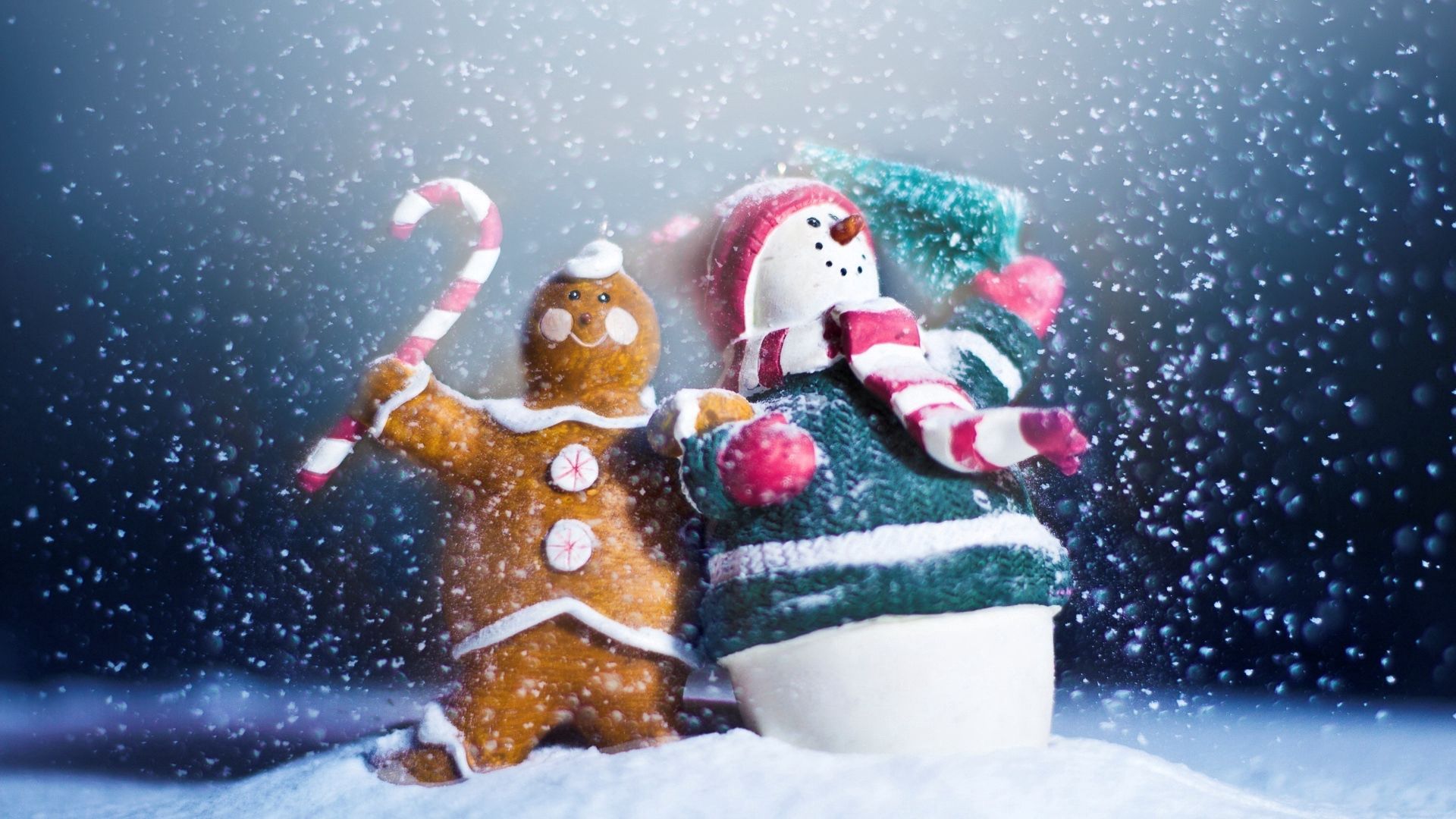 holidays, candies, cookies, snowman, holiday Panoramic Wallpaper
