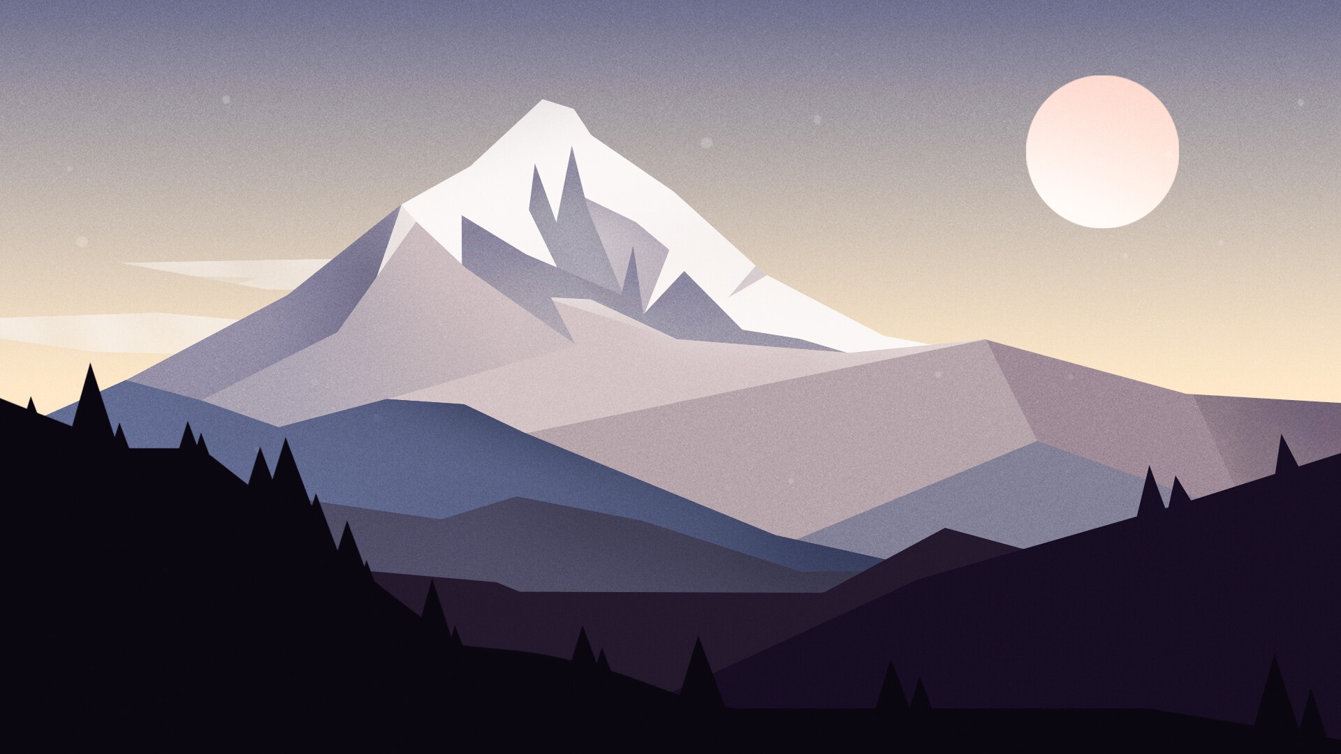 Laden Sie das Natur, Mond, Berg, Minimalistisch, Künstlerisch-Bild kostenlos auf Ihren PC-Desktop herunter