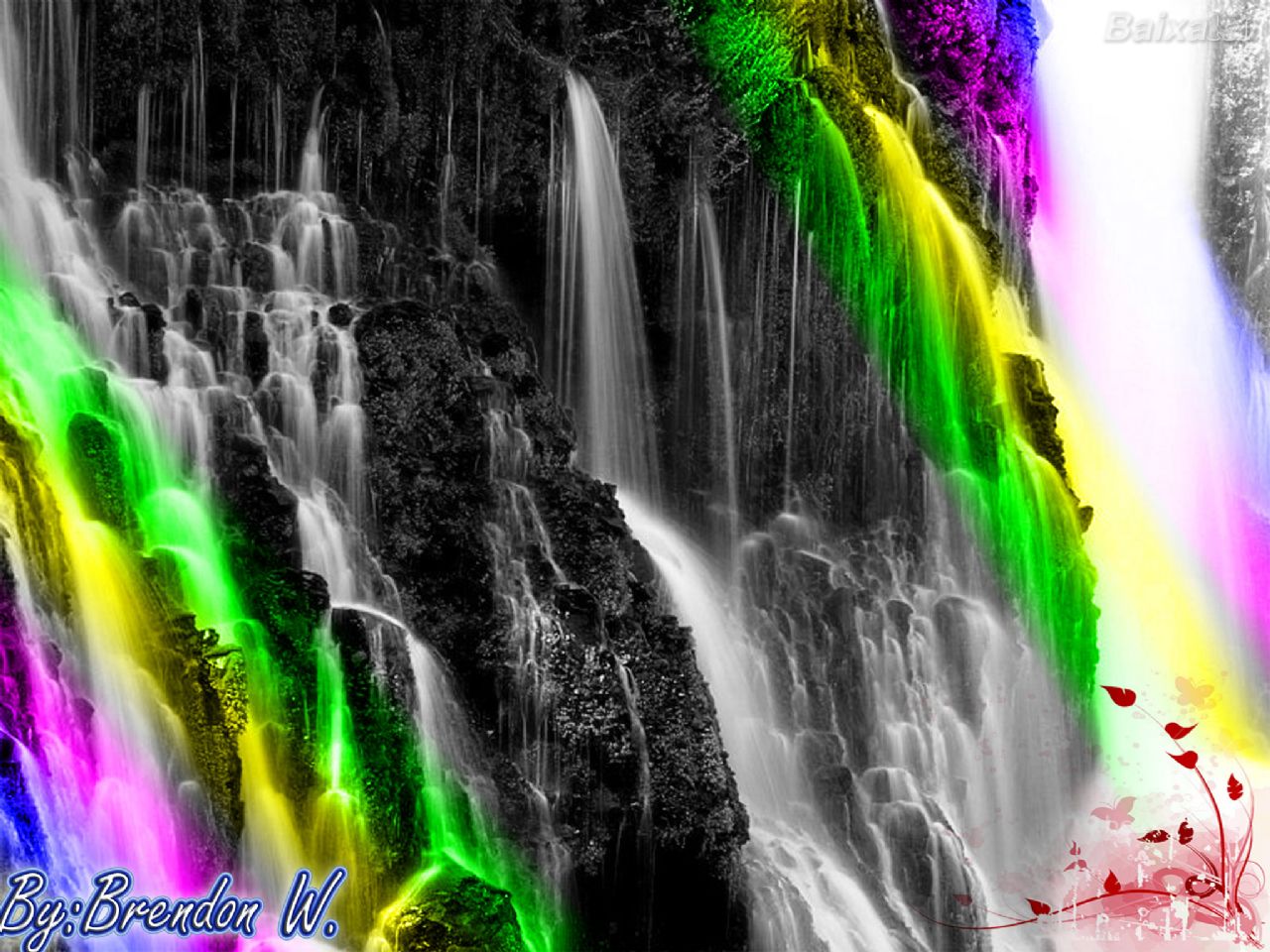 Handy-Wallpaper Wasserfall, Farben, Erde/natur kostenlos herunterladen.