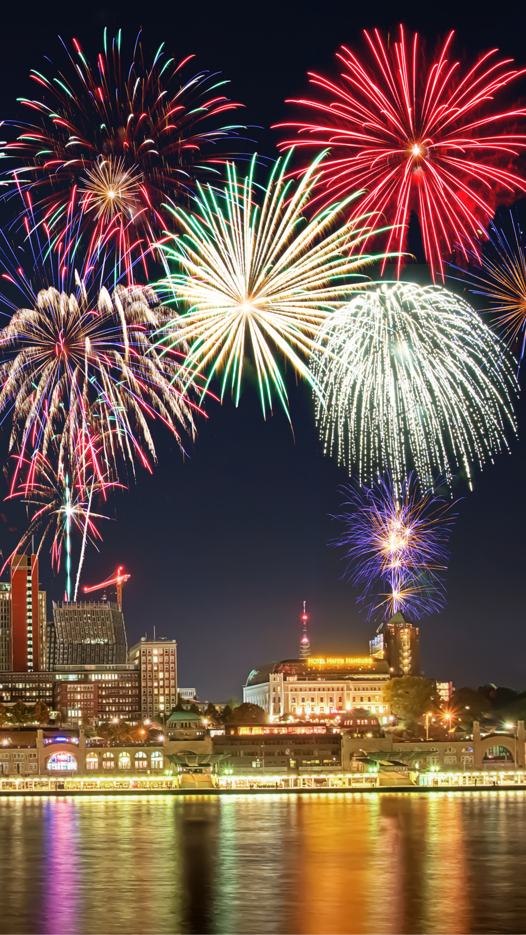 Descarga gratuita de fondo de pantalla para móvil de Noche, Ciudad, Vistoso, Fuegos Artificiales, Fotografía.