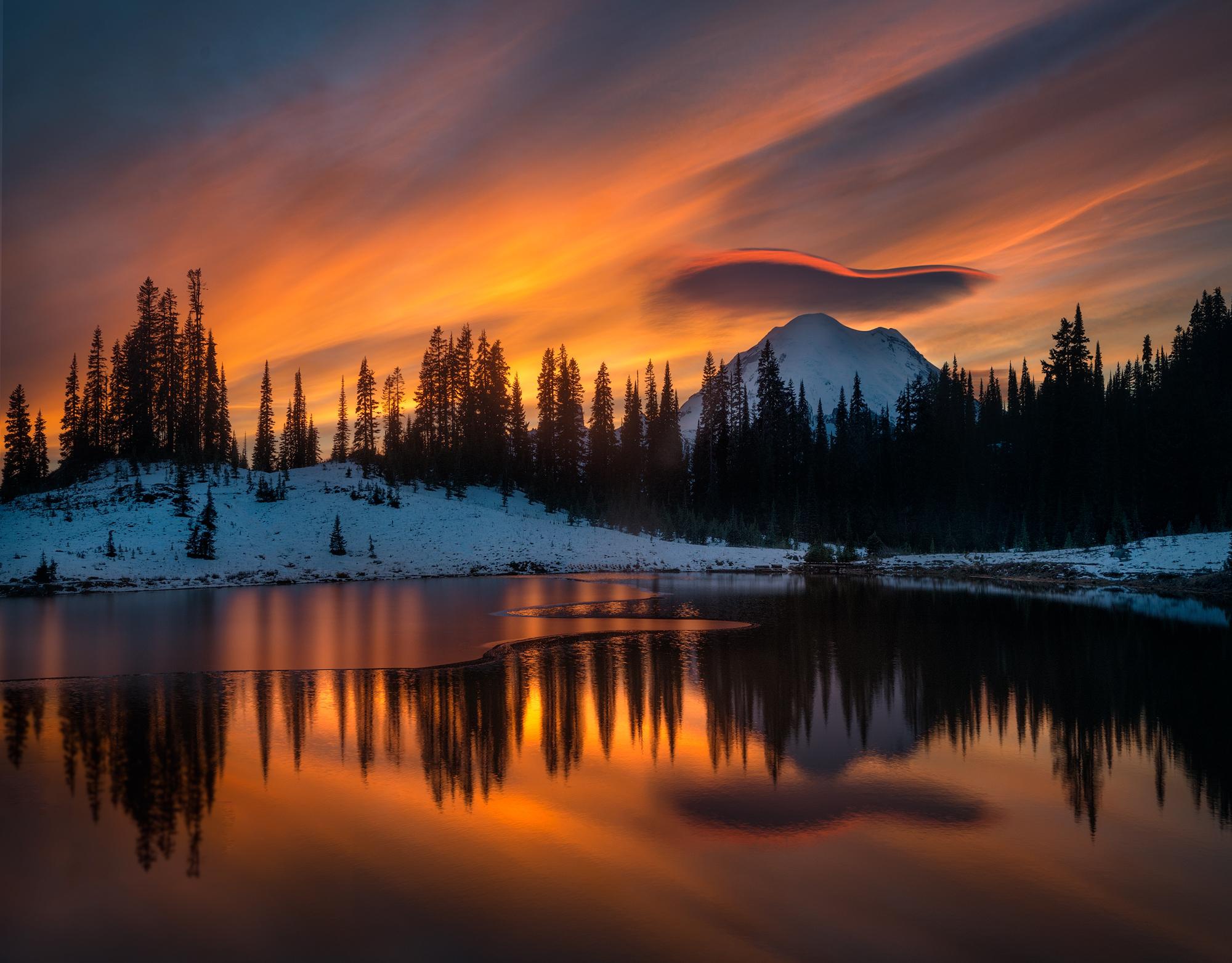 Free download wallpaper Winter, Nature, Sunset, Lakes, Lake, Reflection, Earth on your PC desktop