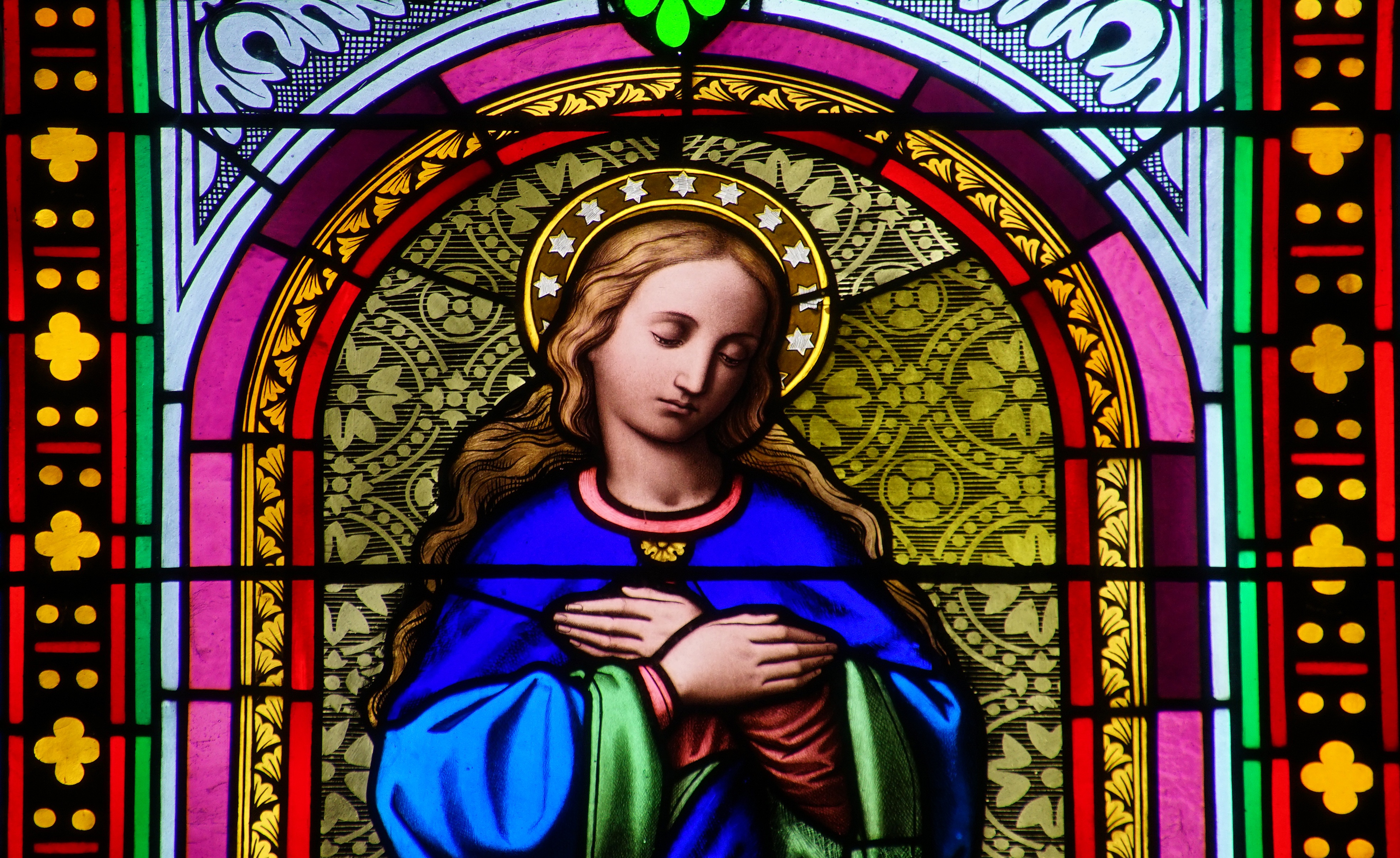 Download mobile wallpaper Colors, Window, Colorful, Photography, Stained Glass, Religion, Man Made, Religious for free.
