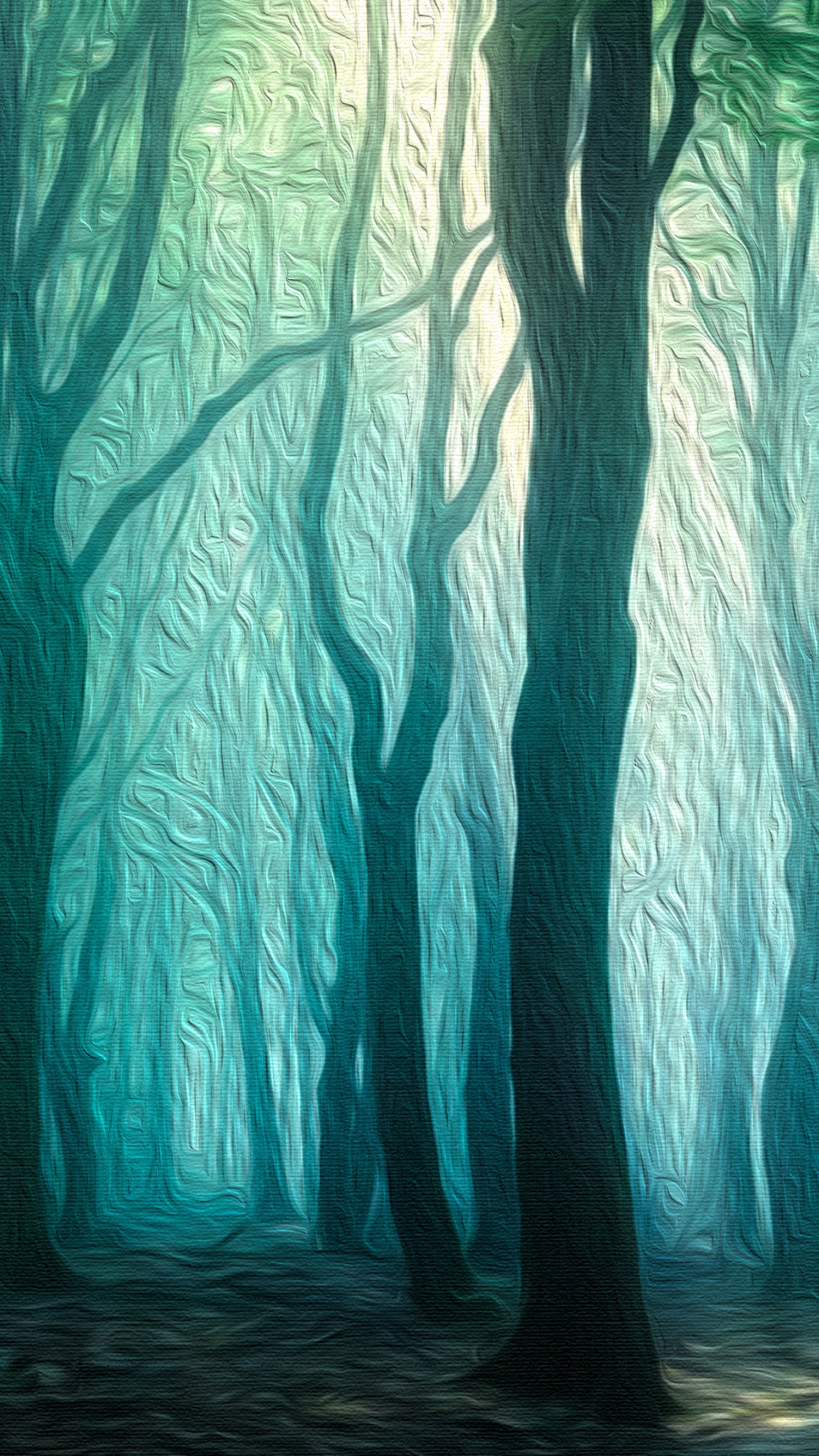 Скачать картинку Лес, Дерево, Туман, Масляные Краски, Художественные, Картина Маслом в телефон бесплатно.