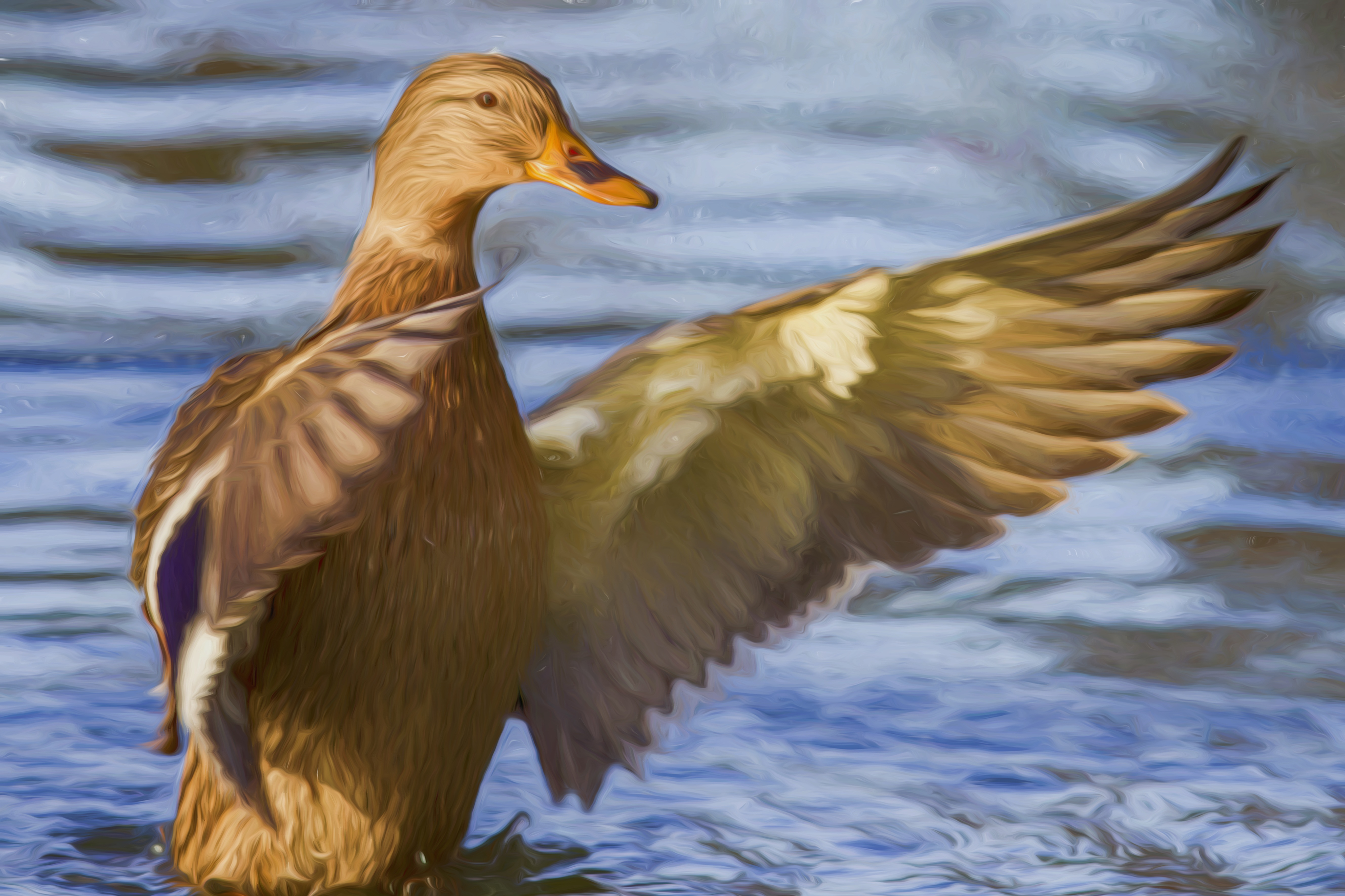 Download mobile wallpaper Birds, Bird, Animal, Duck, Painting, Mallard, Oil Painting for free.
