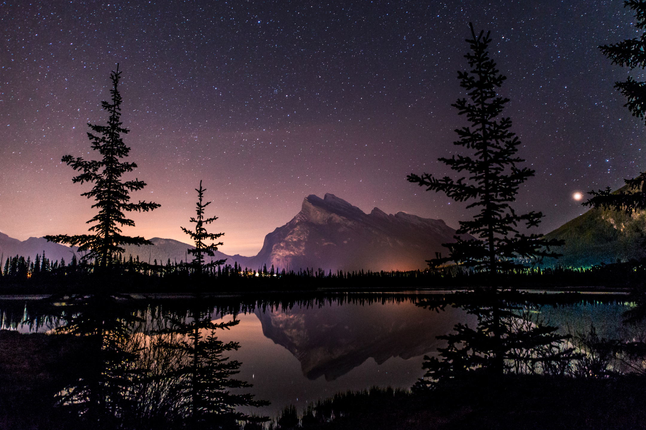 Download mobile wallpaper Landscape, Sky, Mountain, Lake, Starry Sky, Earth for free.