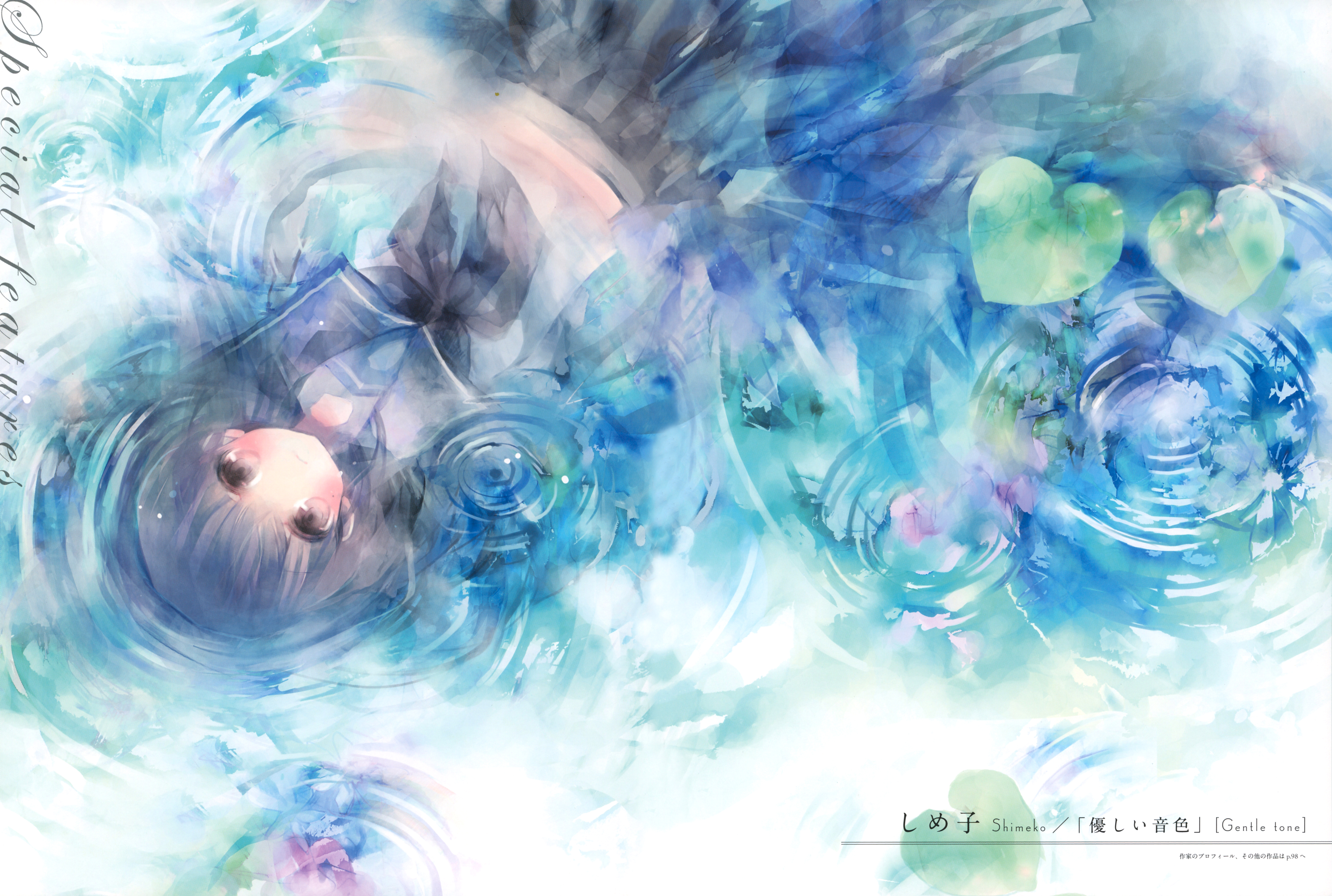 Free download wallpaper Anime, Water Lily, Original, Brown Eyes, Black Hair, Long Hair on your PC desktop