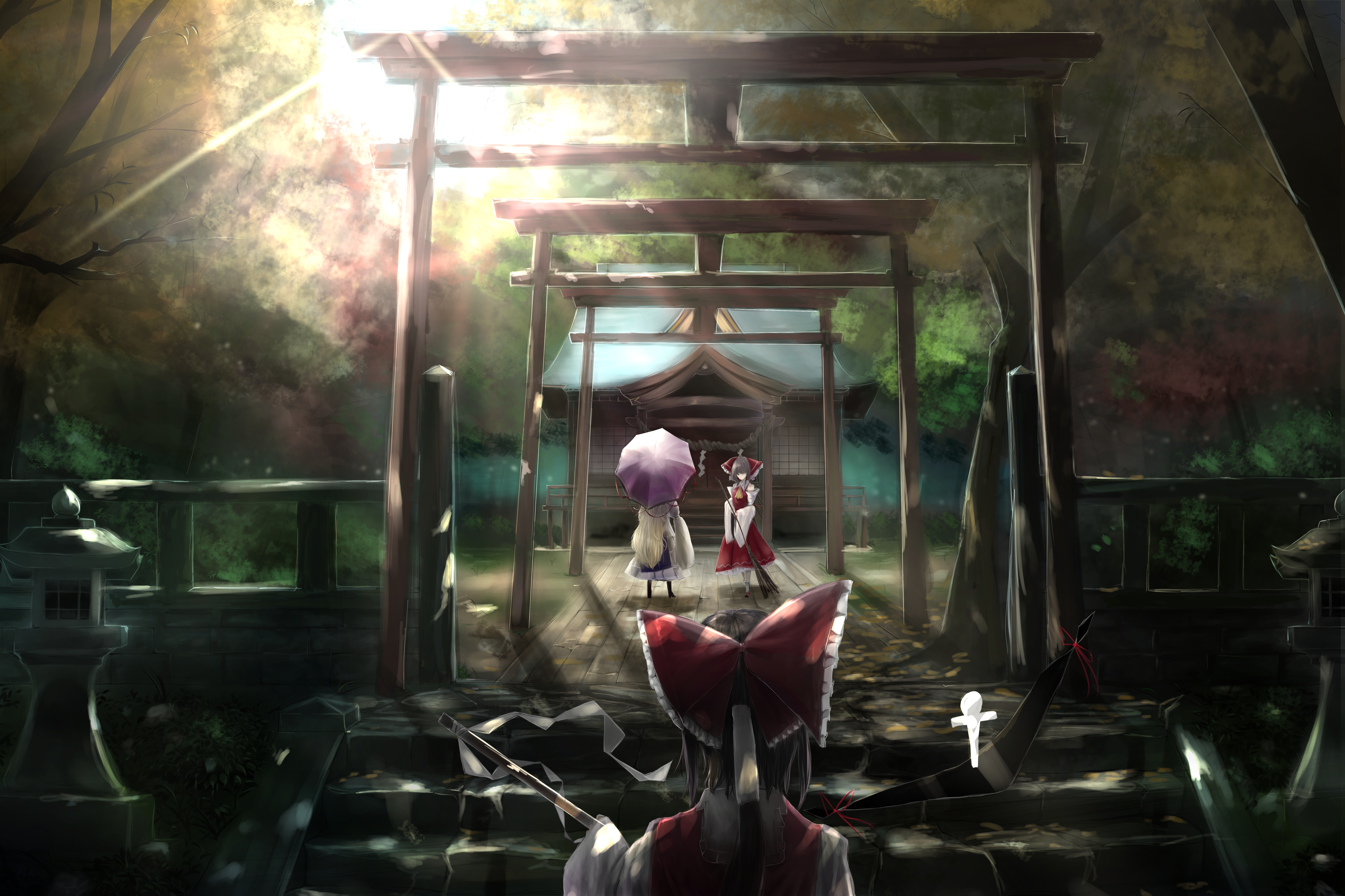 Descarga gratuita de fondo de pantalla para móvil de Animado, Touhou, Reimu Hakurei, Yukari Yakumo.