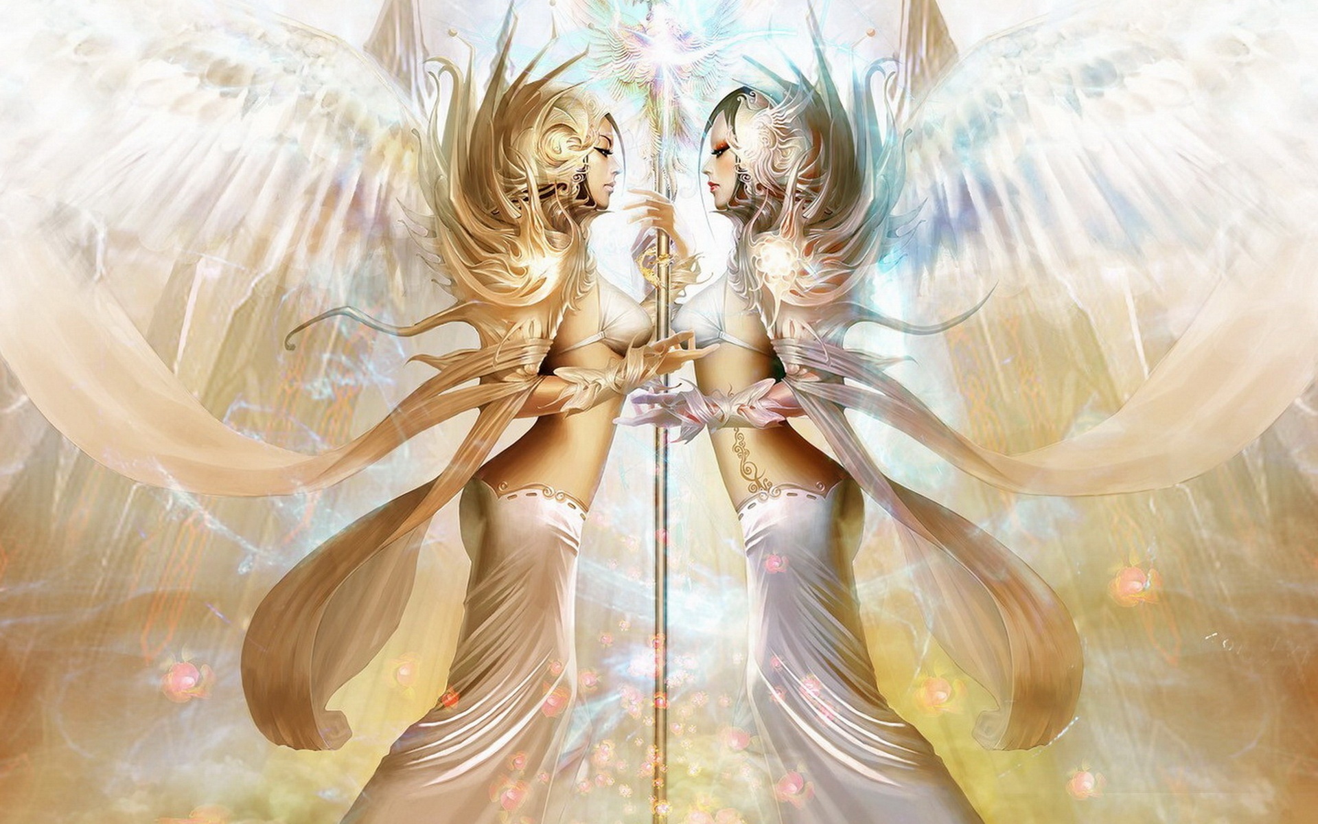 Free download wallpaper Fantasy, Painting, Angel, Cute on your PC desktop