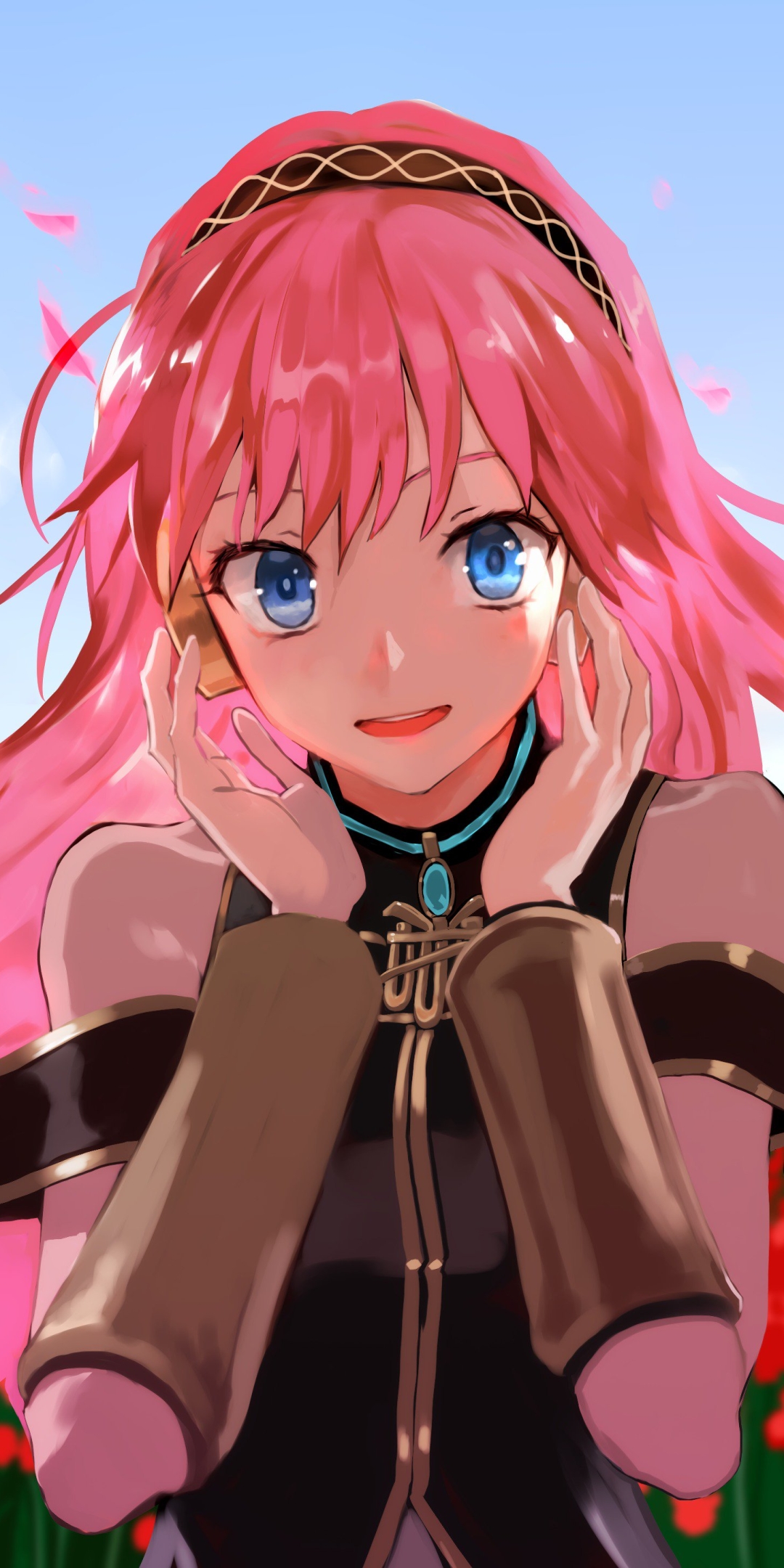 Download mobile wallpaper Anime, Vocaloid, Face, Blue Eyes, Pink Hair, Luka Megurine for free.