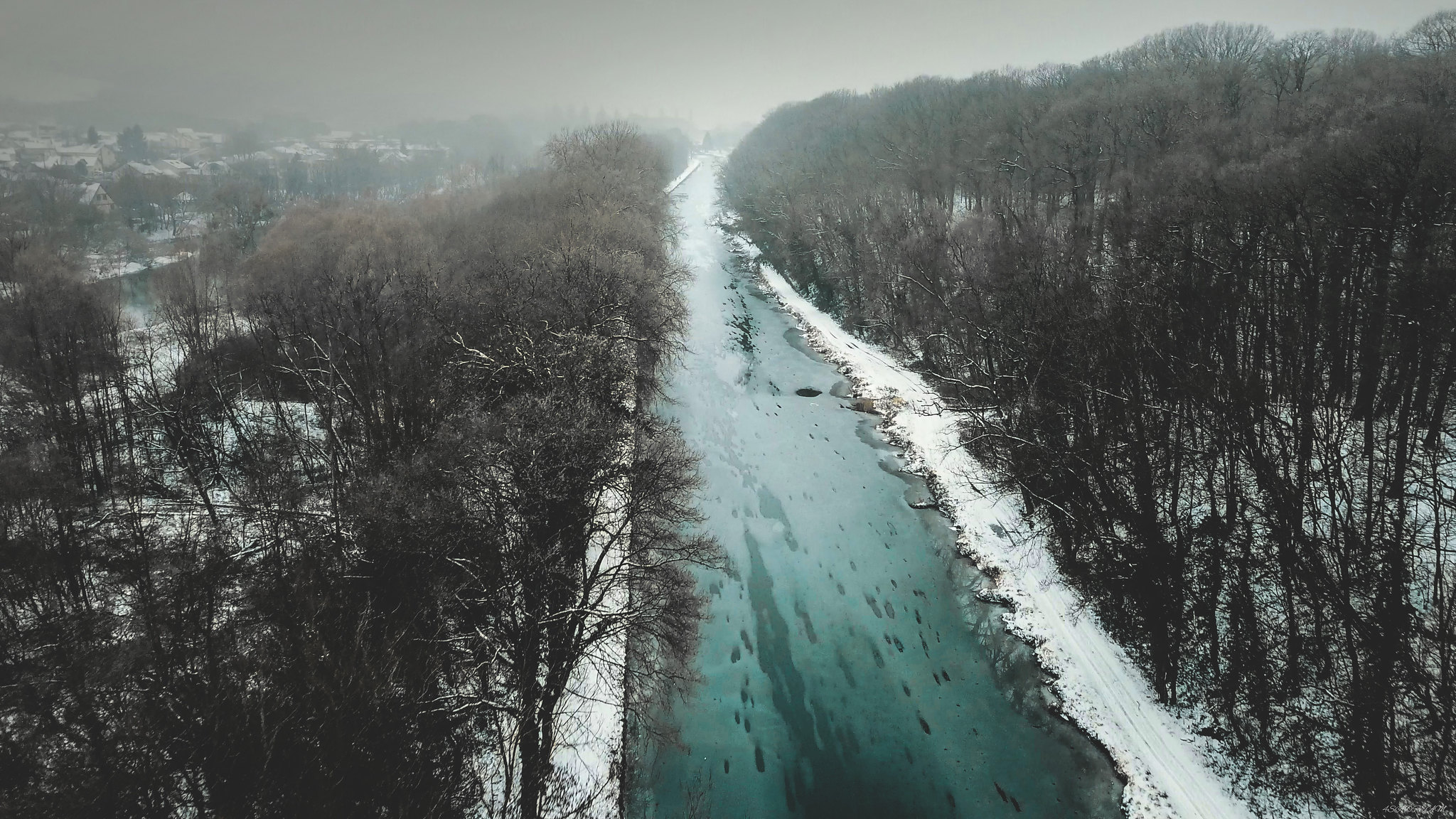 Free download wallpaper Nature, Snow, Forest, Earth, River on your PC desktop
