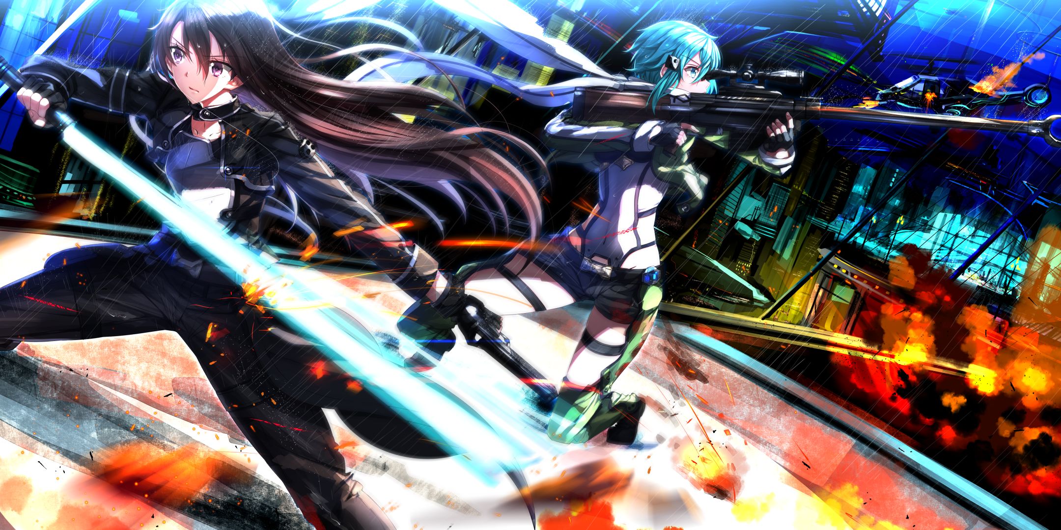 Handy-Wallpaper Animes, Sword Art Online, Kirito (Schwertkunst Online), Schwertkunst Online Ii, Sinon (Schwertkunst Online) kostenlos herunterladen.