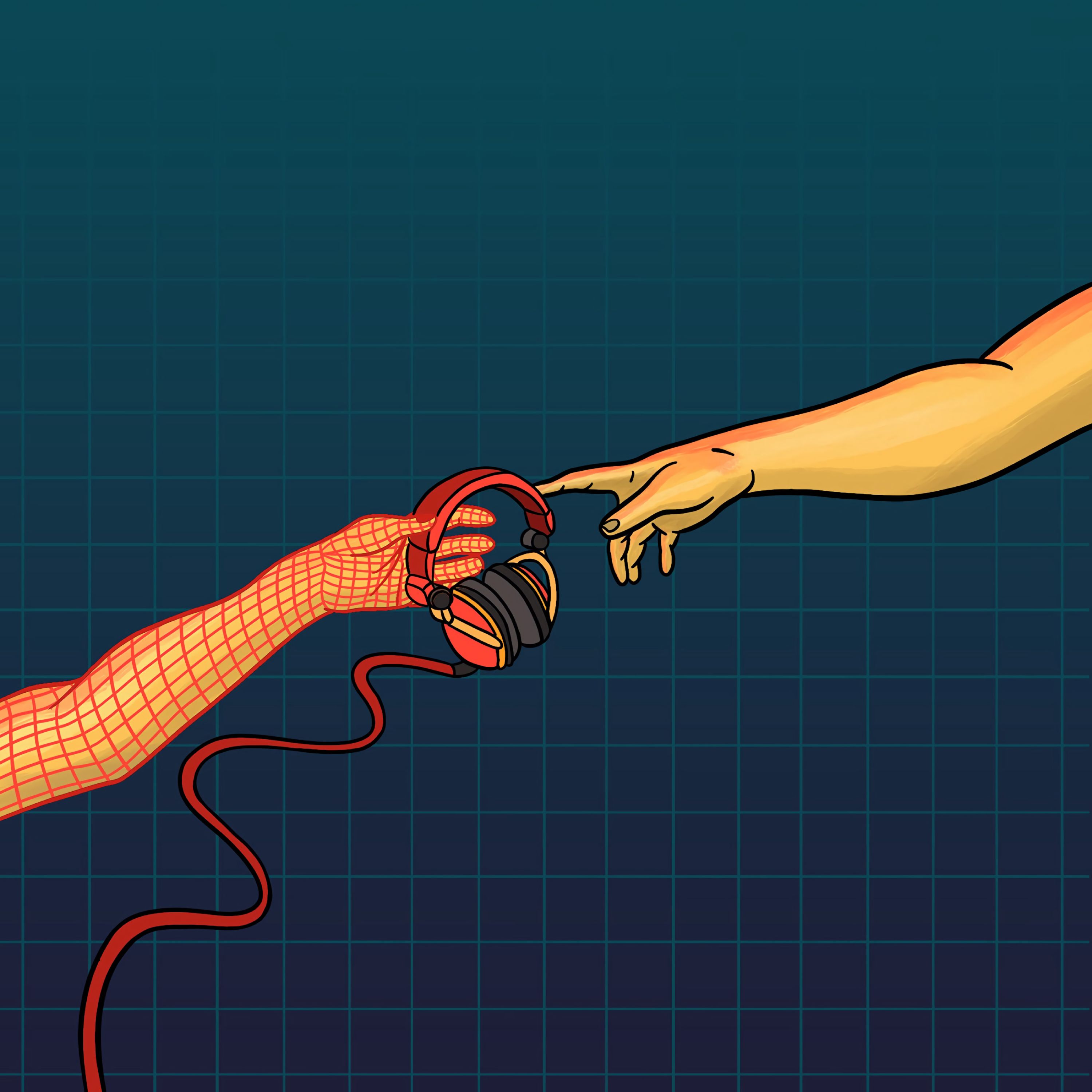 music, headphones, vector, hands, touching, touch