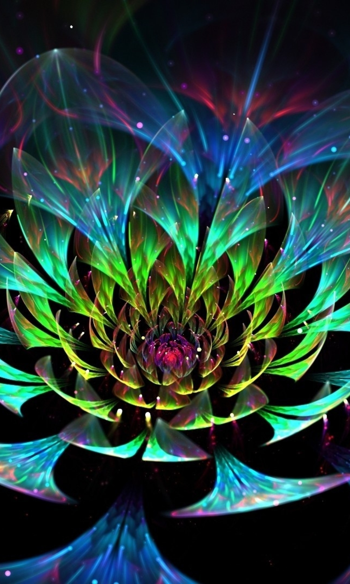 Download mobile wallpaper Abstract, Flower, 3D, Fractal, Colors for free.