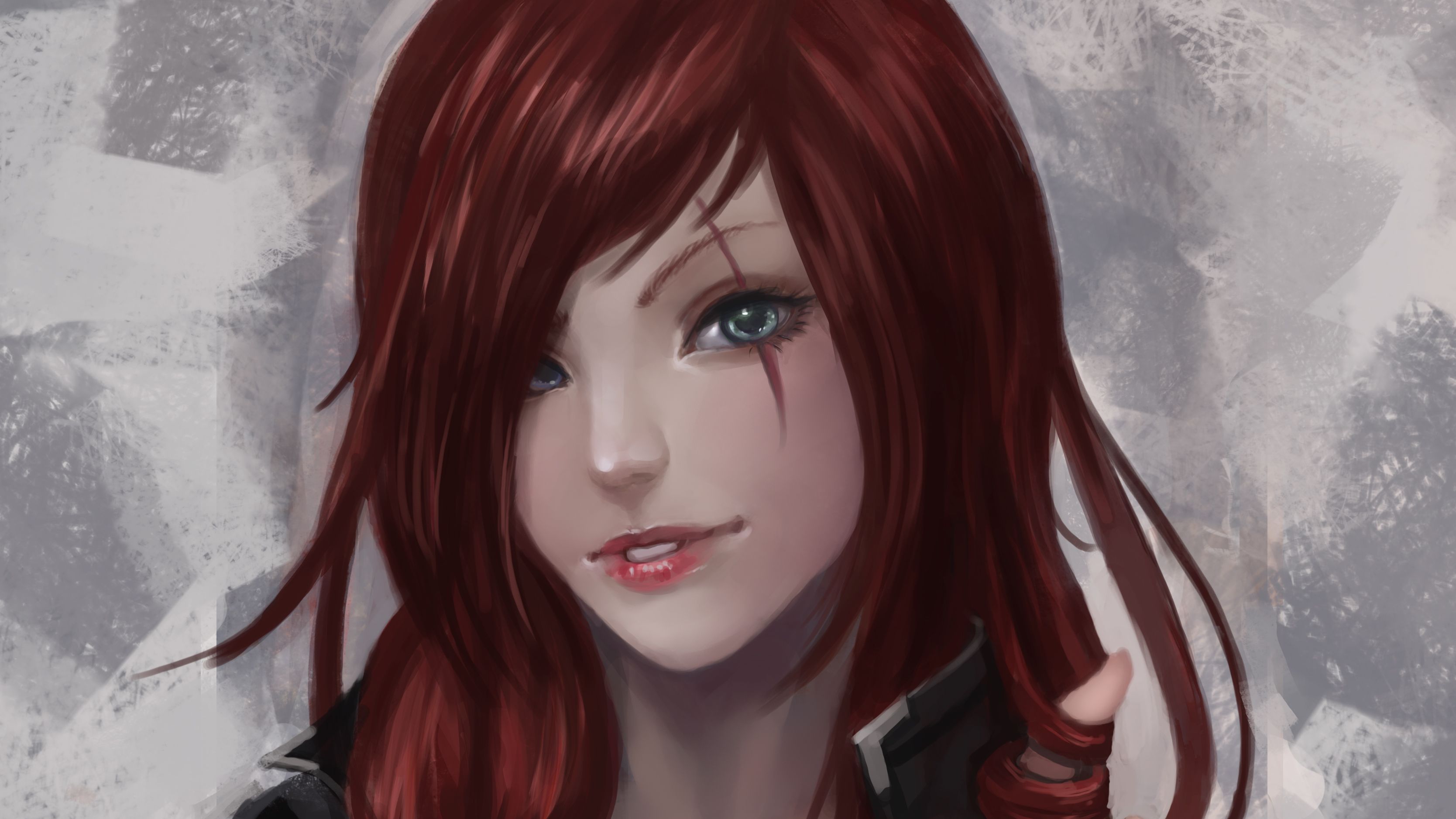 Free download wallpaper League Of Legends, Green Eyes, Video Game, Scar, Katarina (League Of Legends) on your PC desktop