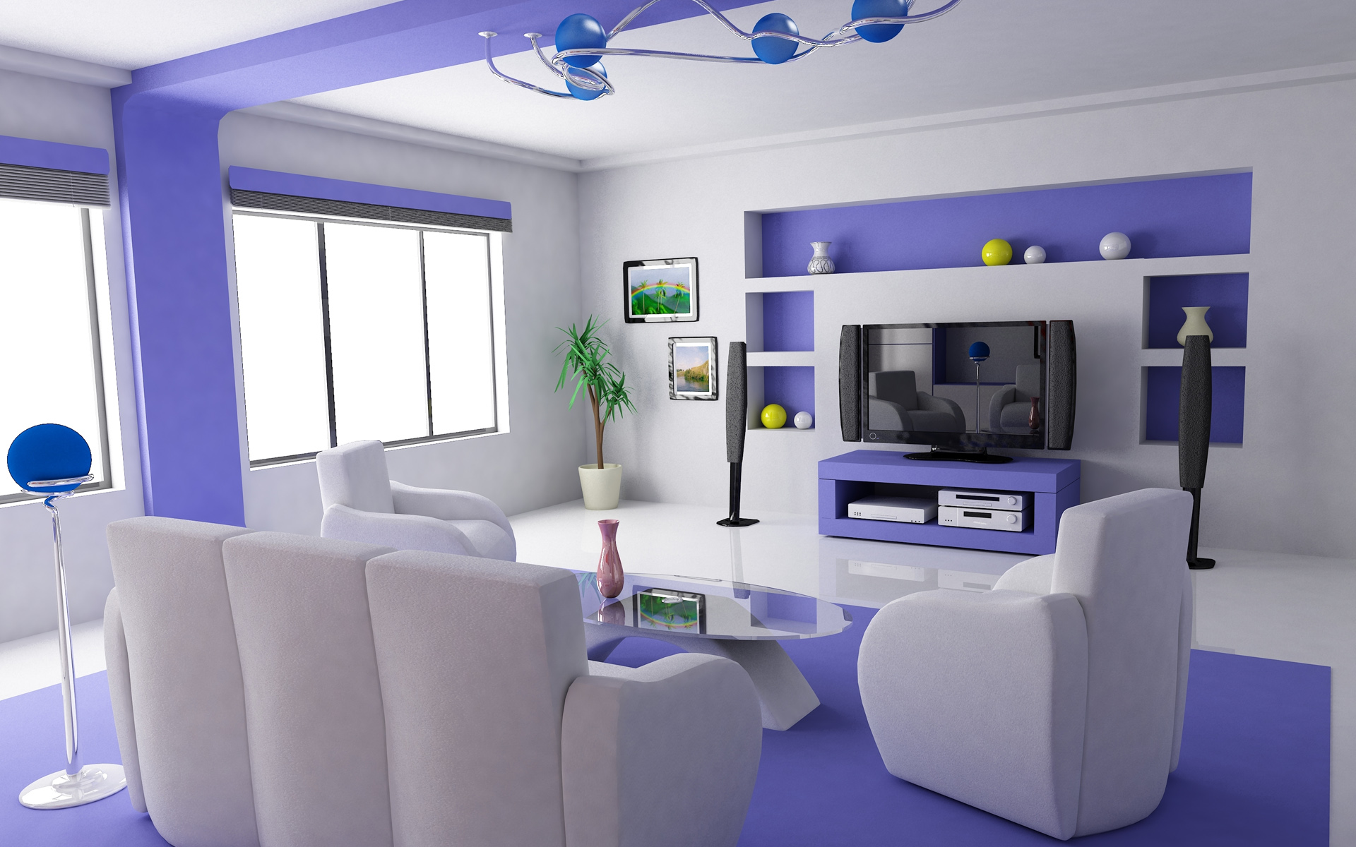 530911 descargar fondo de pantalla hecho por el hombre, habitación, sala de estar, salón, púrpura, sofá: protectores de pantalla e imágenes gratis