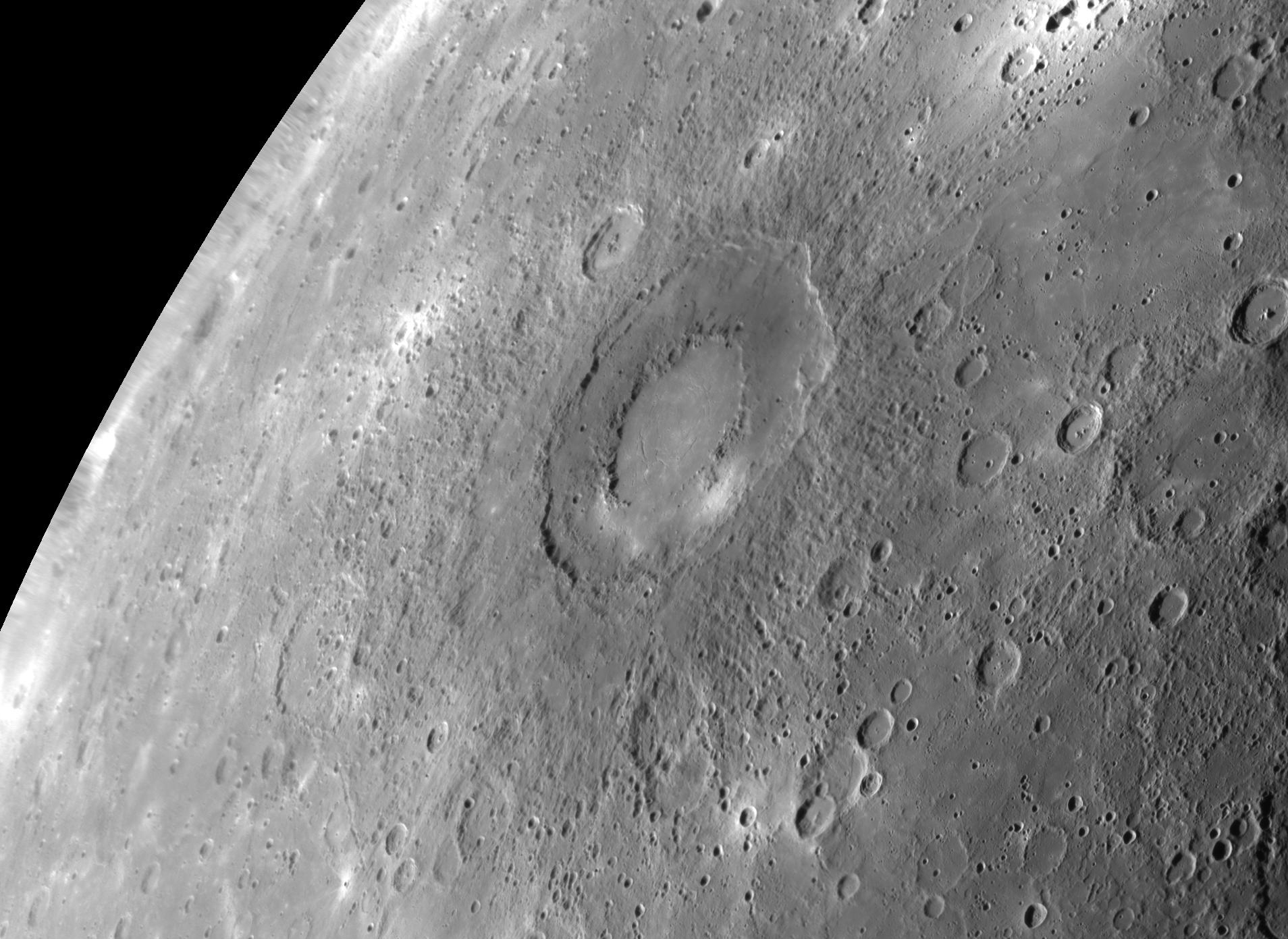 53179 скачать обои меркурий, космос, равнина жары, caloris planitia, ударная структура - заставки и картинки бесплатно