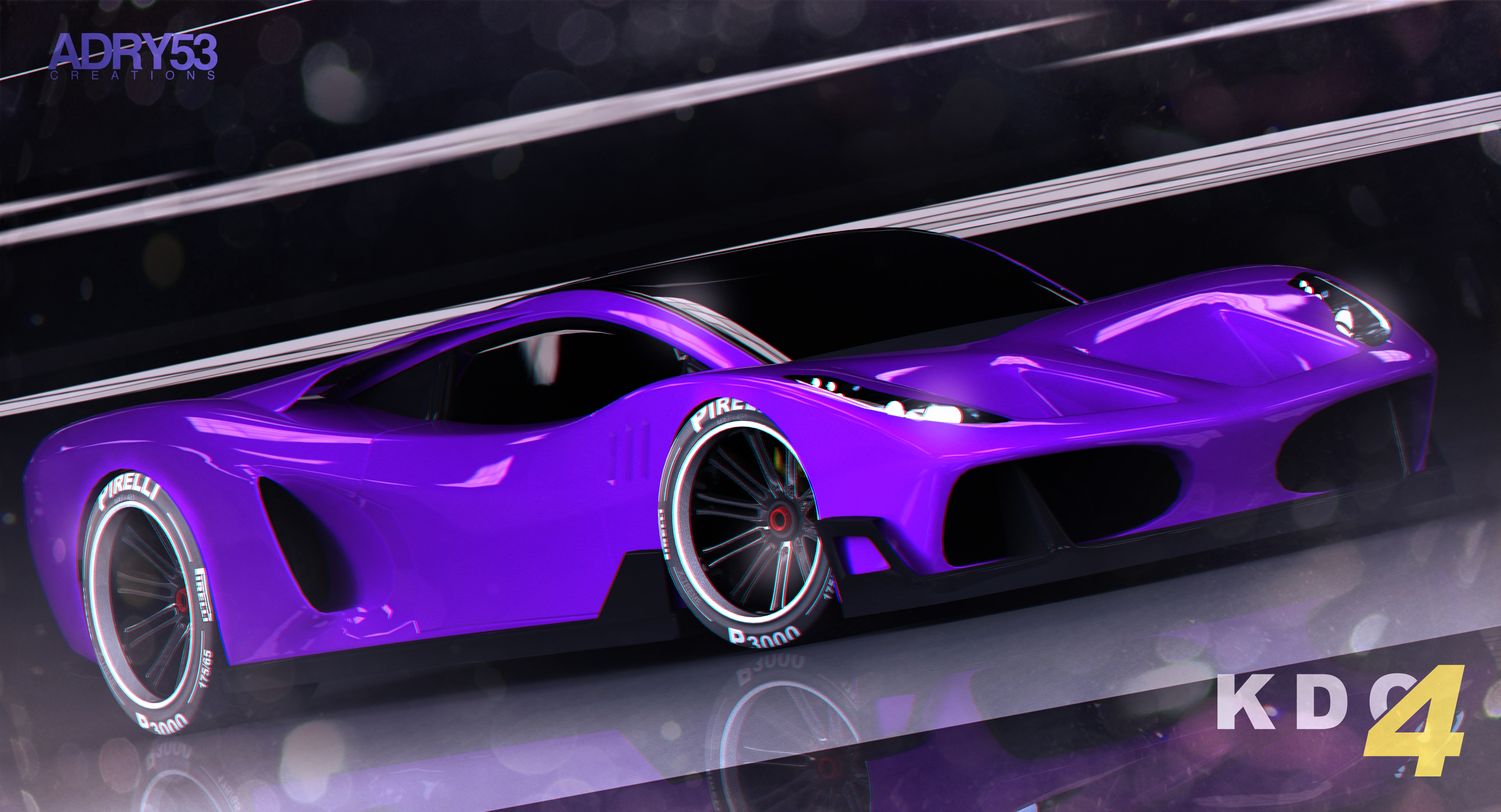 Download mobile wallpaper Artistic, Vehicles, Purple Car for free.