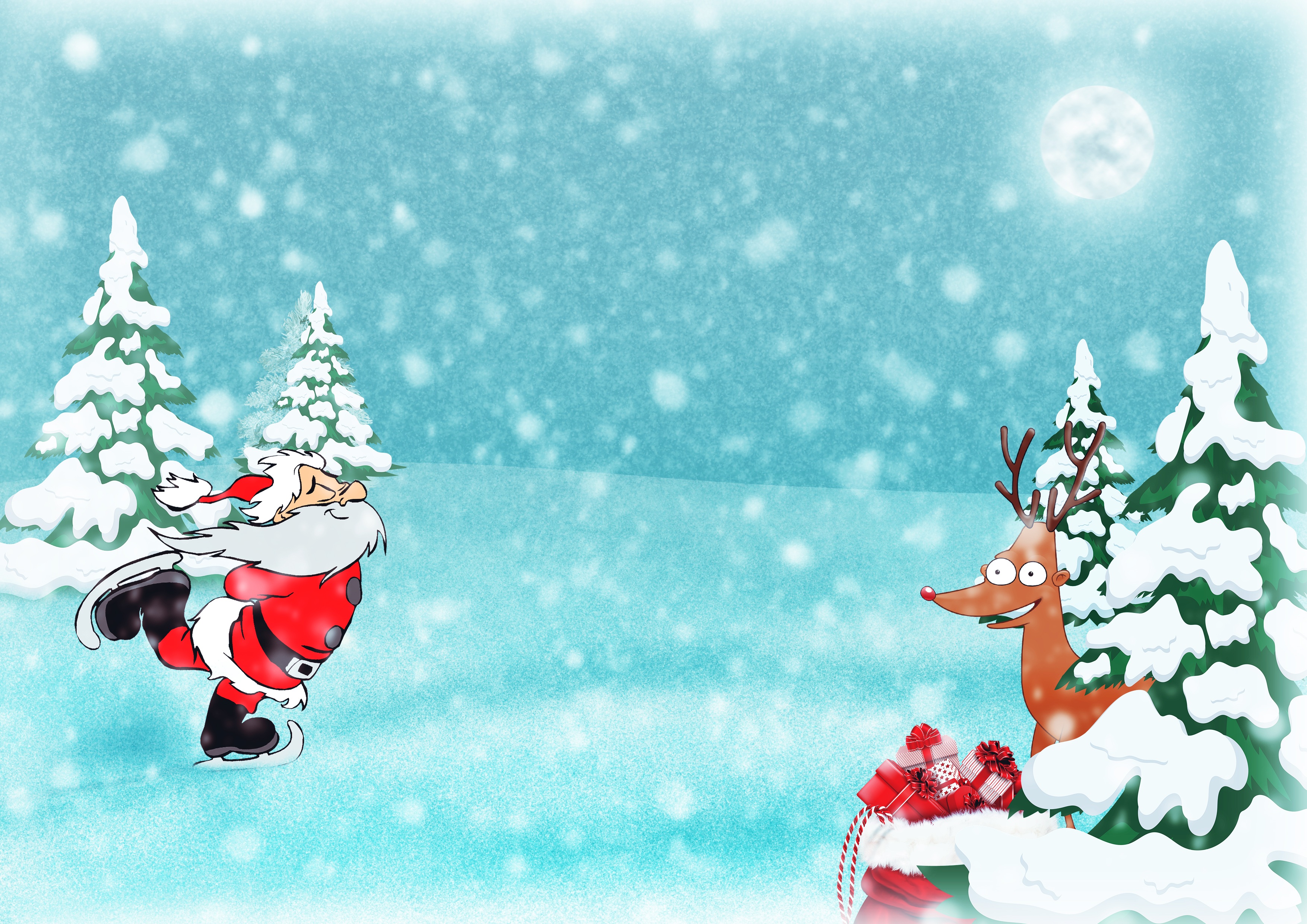 Скачать обои бесплатно Юмор, Зима, Рождество, Подарки, Праздничные, Санта, Северный Олень картинка на рабочий стол ПК