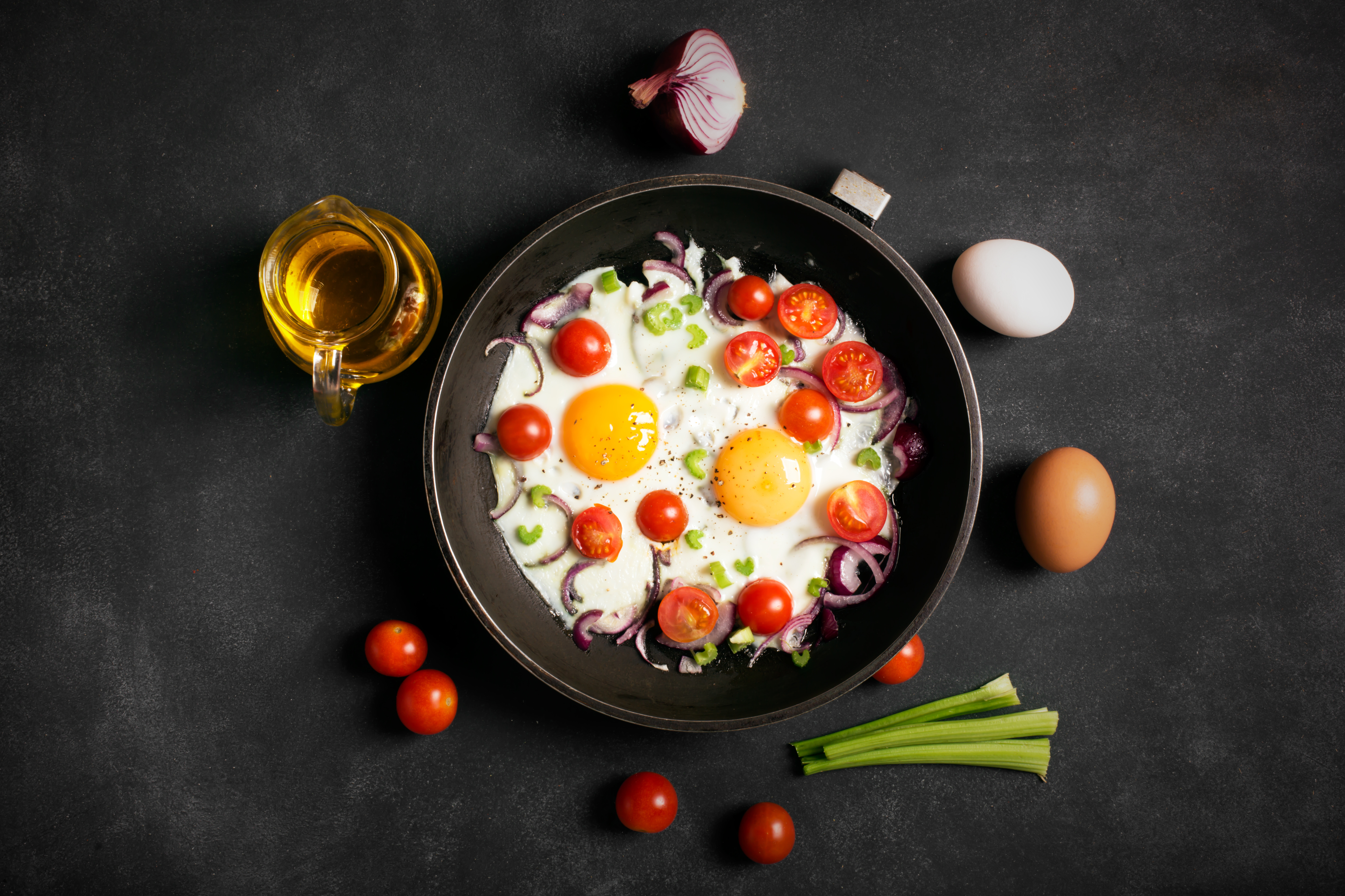 Download mobile wallpaper Food, Still Life, Egg, Tomato for free.
