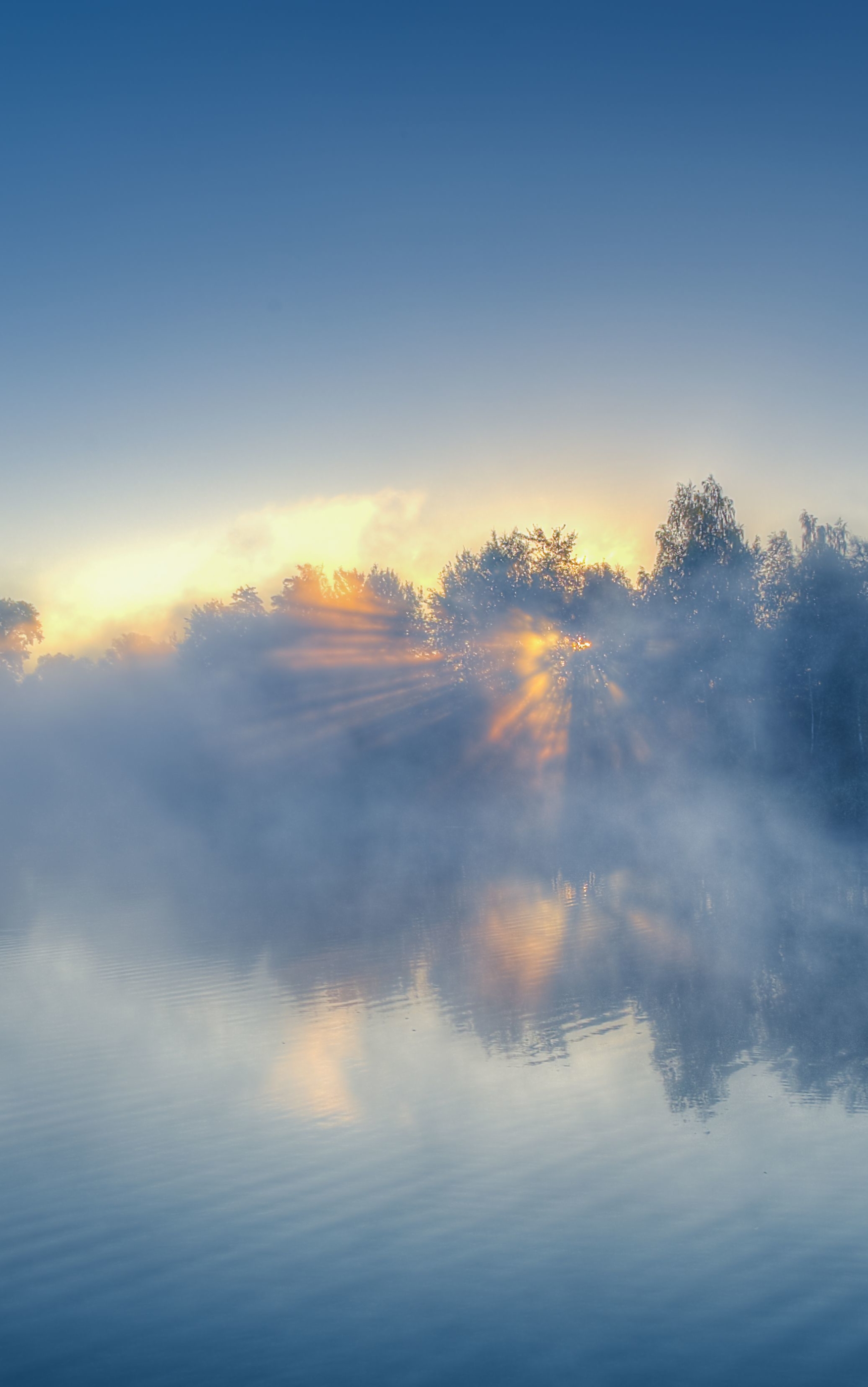 Handy-Wallpaper Nebel, Fluss, Sonnenaufgang, Erde/natur kostenlos herunterladen.