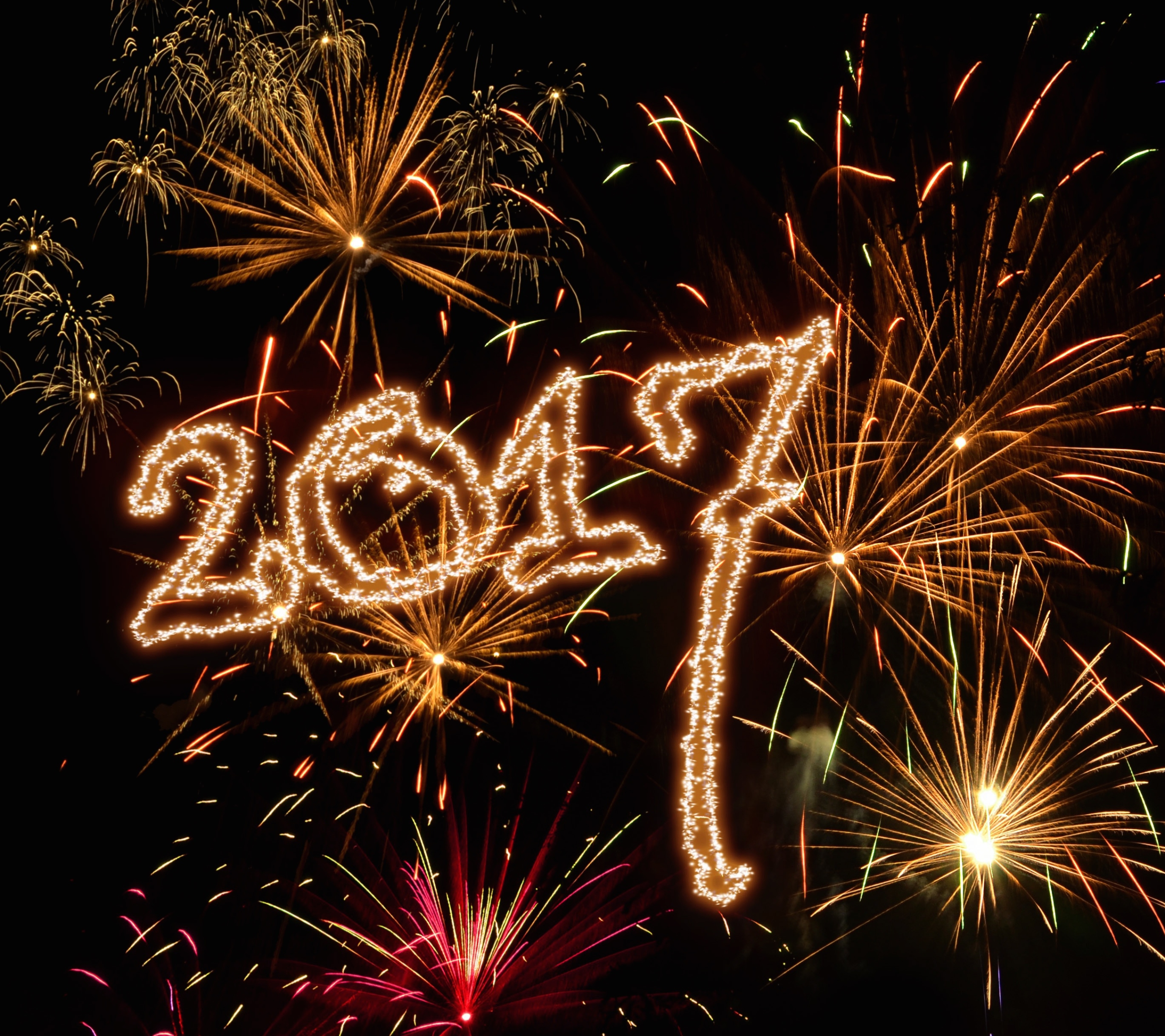 Download mobile wallpaper New Year, Night, Light, Holiday, Fireworks, New Year 2017 for free.