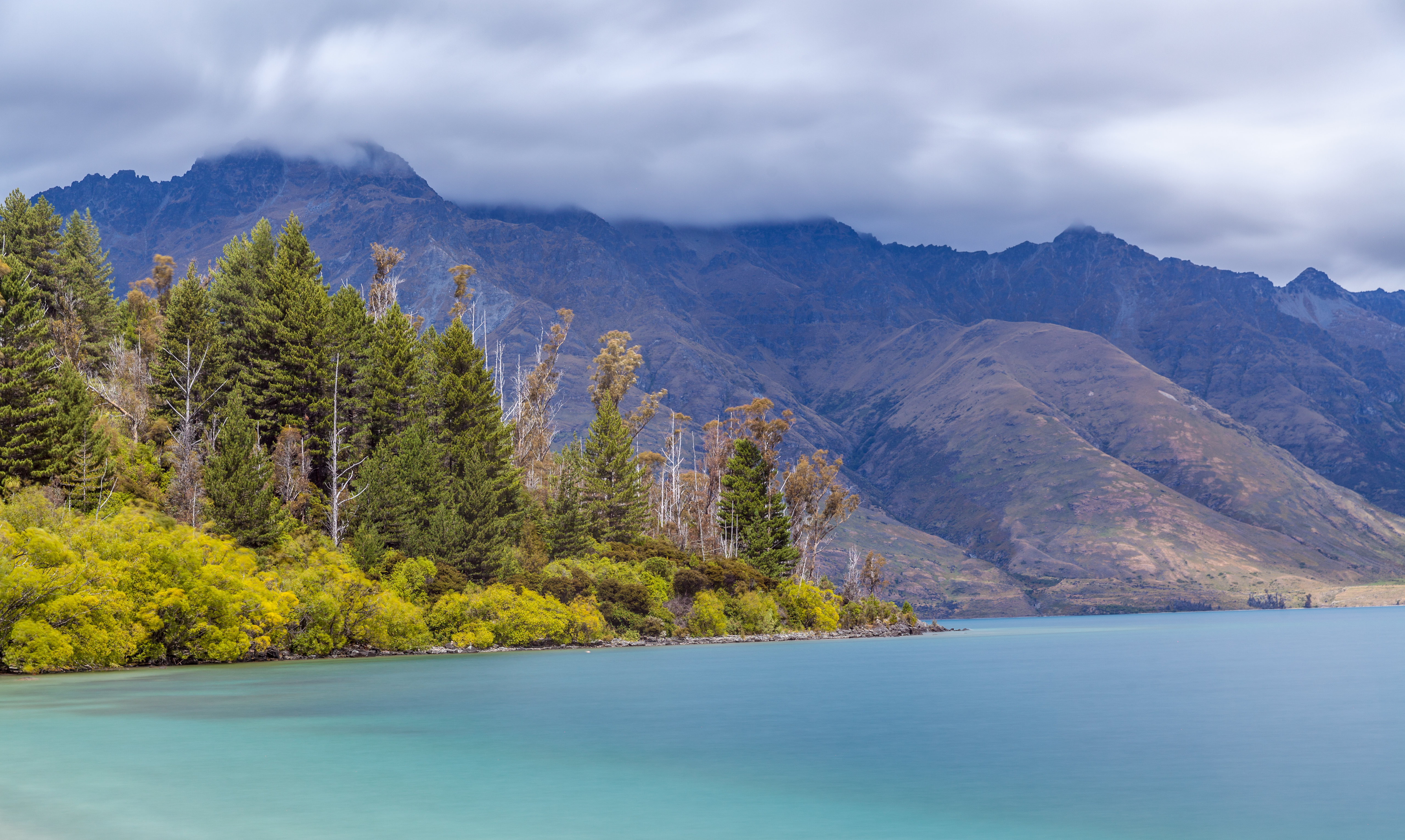 Laden Sie das See, Nebel, Natur, Mountains, Wald-Bild kostenlos auf Ihren PC-Desktop herunter