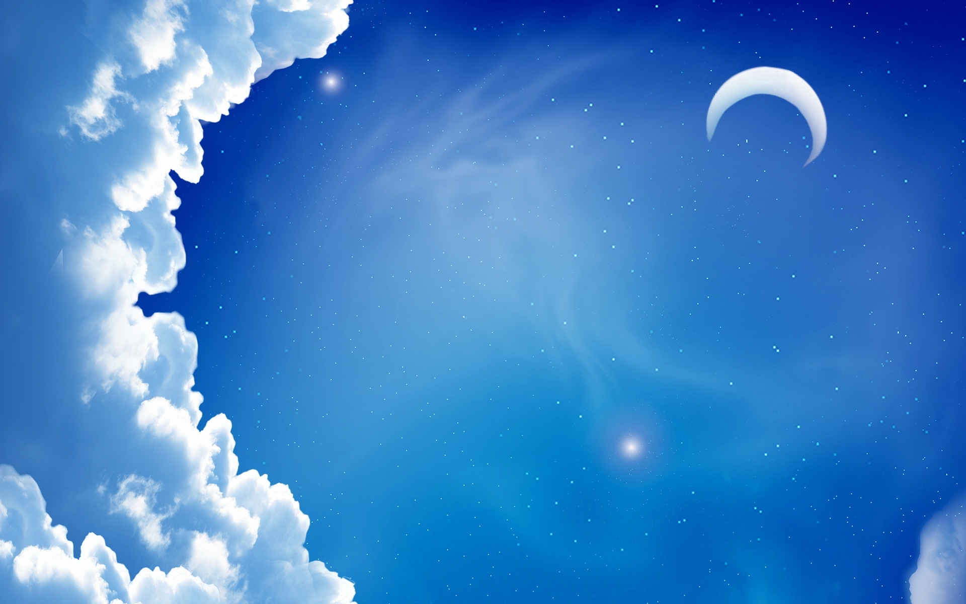 Free download wallpaper Sky, Stars, Clouds, Moon, Pictures on your PC desktop