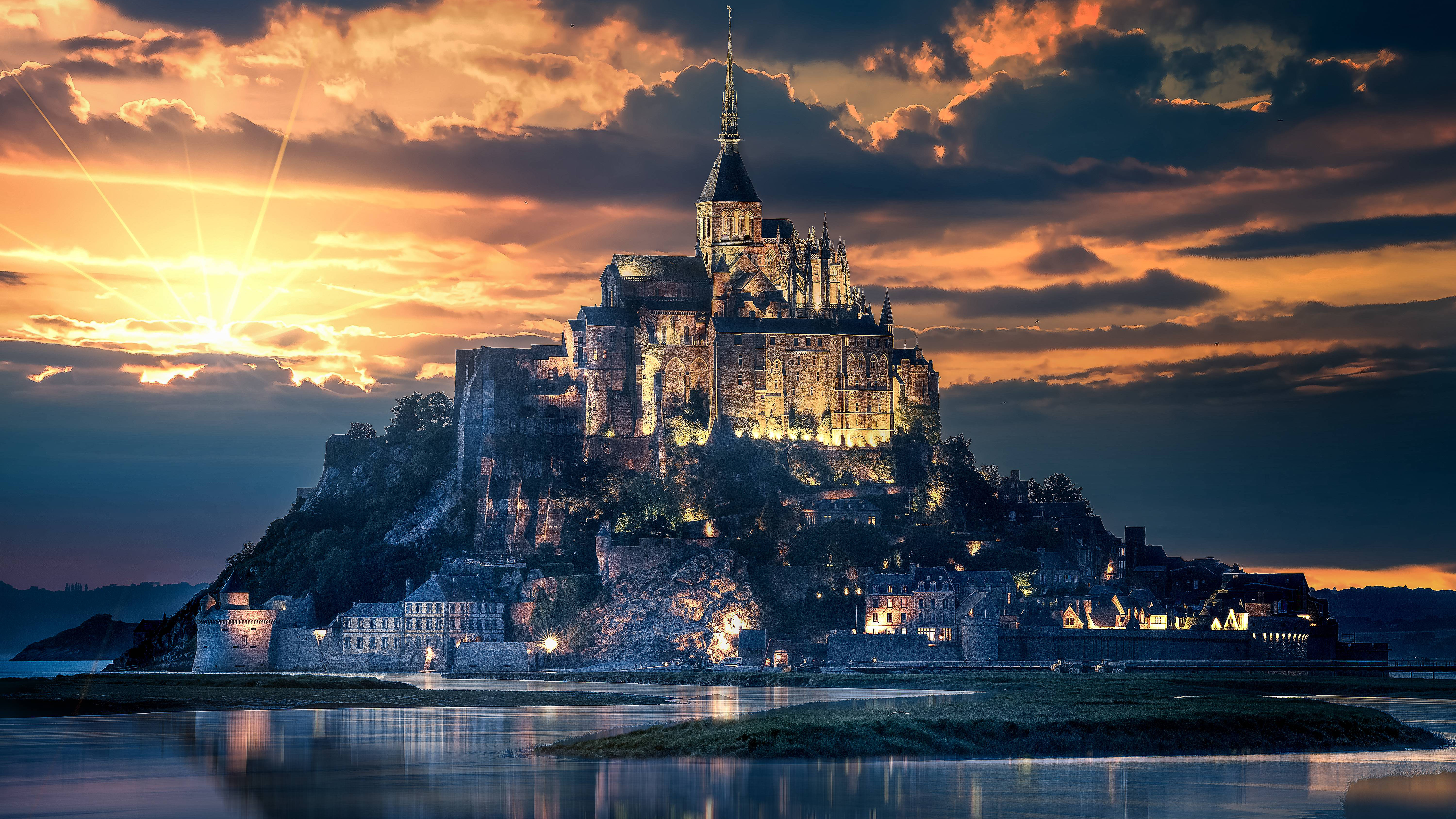 907417 descargar imagen religioso, monte saint michel, francia: fondos de pantalla y protectores de pantalla gratis