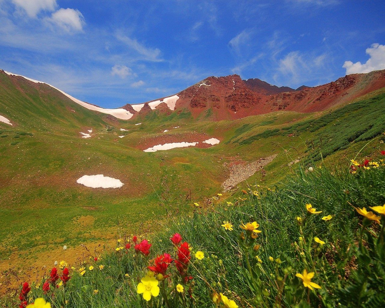 Descarga gratuita de fondo de pantalla para móvil de Naturaleza, Cielo, Montañas, Flores.