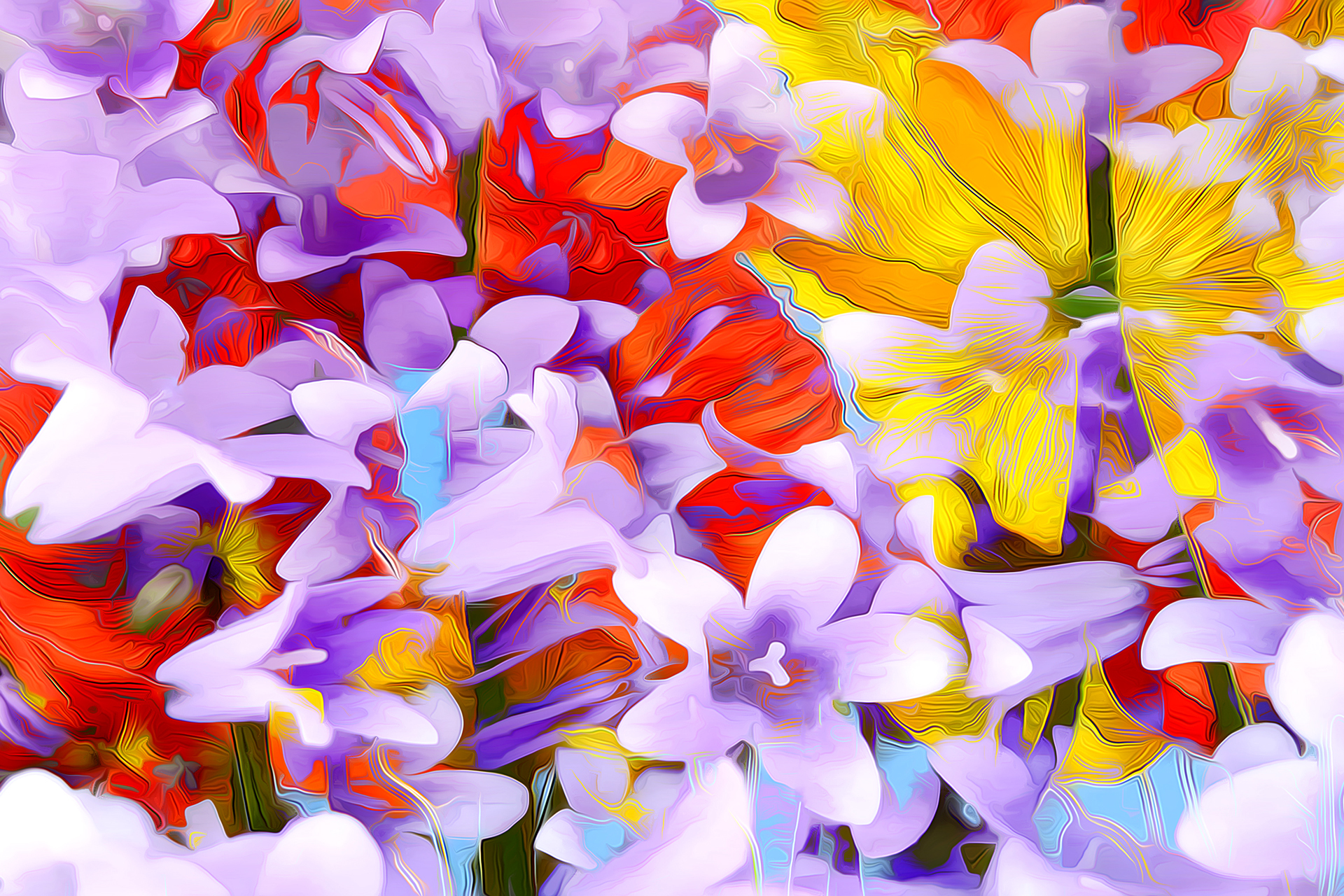 abstract, flowers, art, rendering 1080p