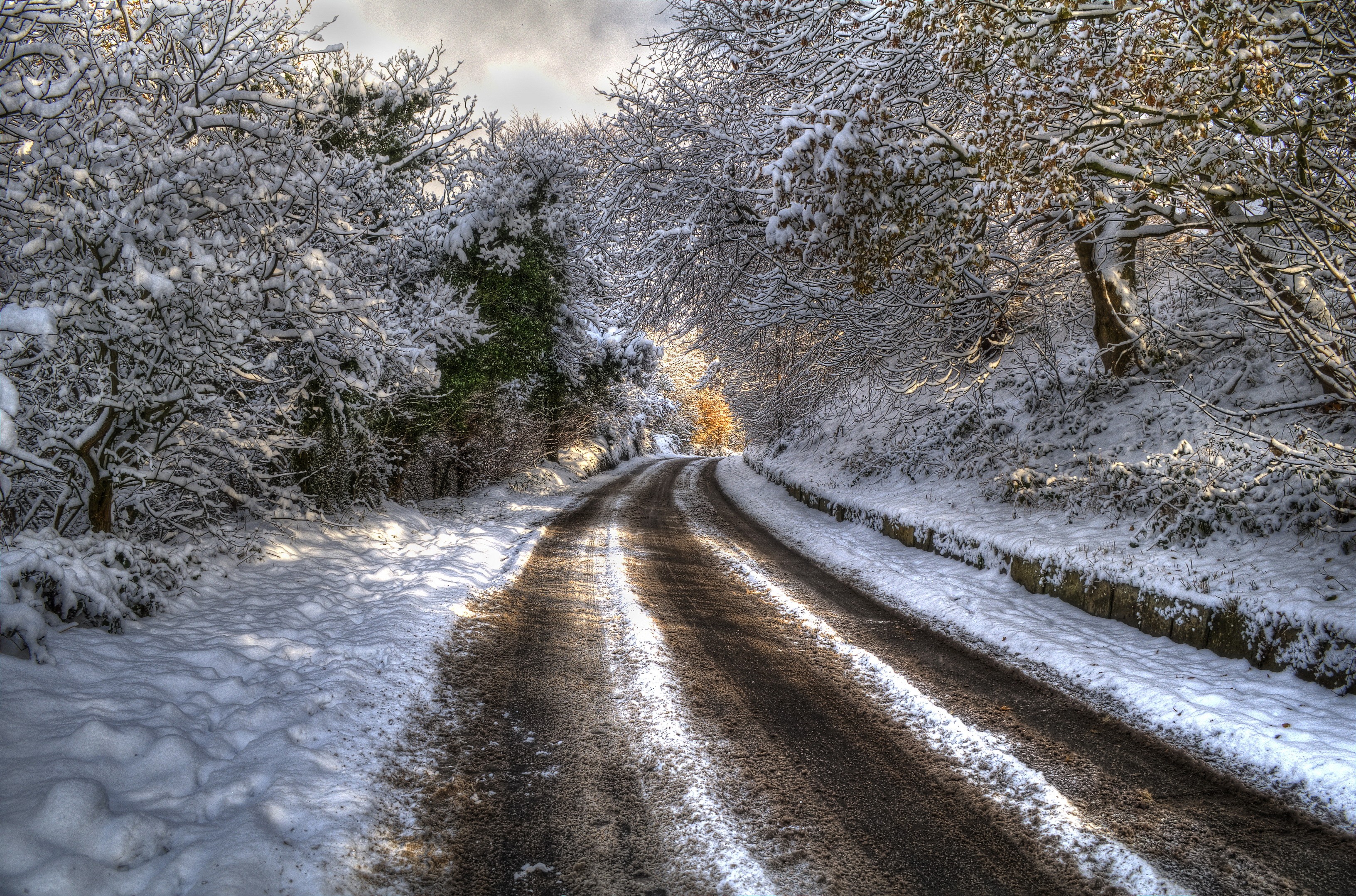 Download mobile wallpaper Winter, Snow, Road, Forest, Earth, Man Made for free.