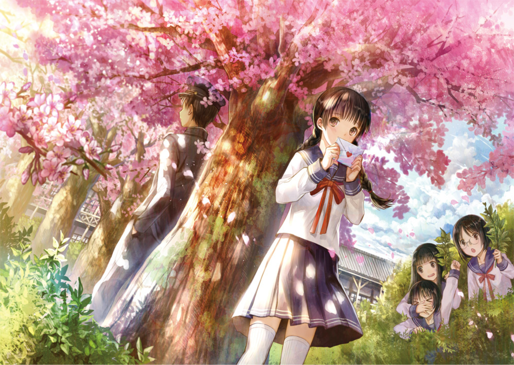 Laden Sie das Busch, Original, Kirschblüte, Animes-Bild kostenlos auf Ihren PC-Desktop herunter