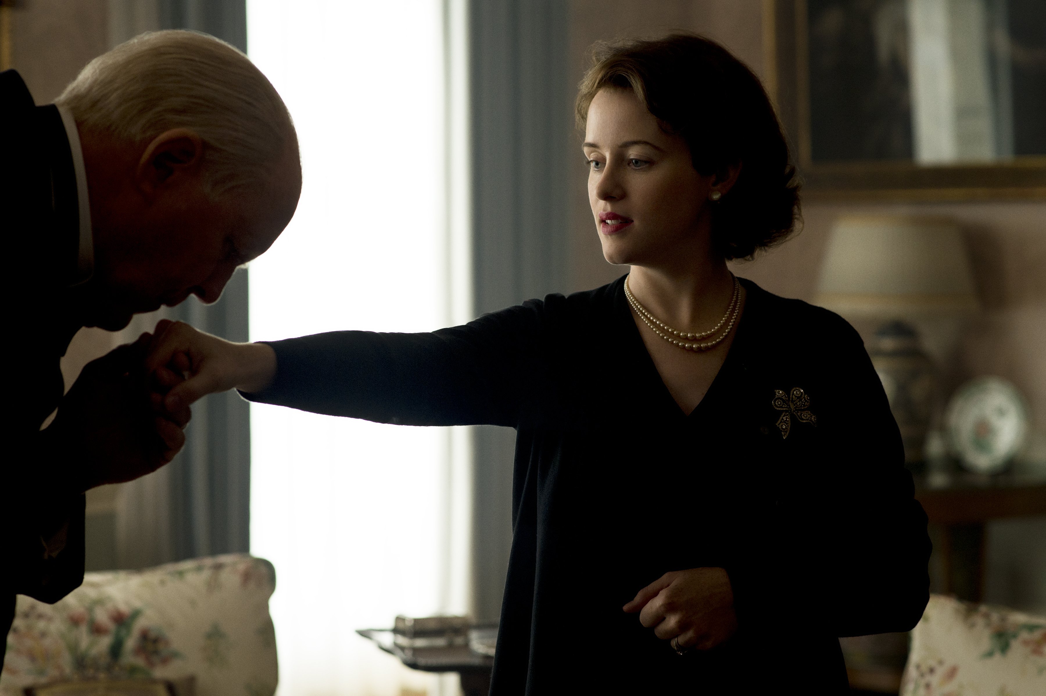 the crown, tv show, claire foy, john lithgow, queen elizabeth ii, winston churchill
