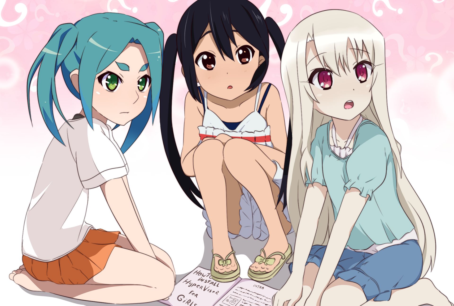 Download mobile wallpaper Anime, Crossover, Azusa Nakano, Illyasviel Von Einzbern, Yotsugi Ononoki for free.